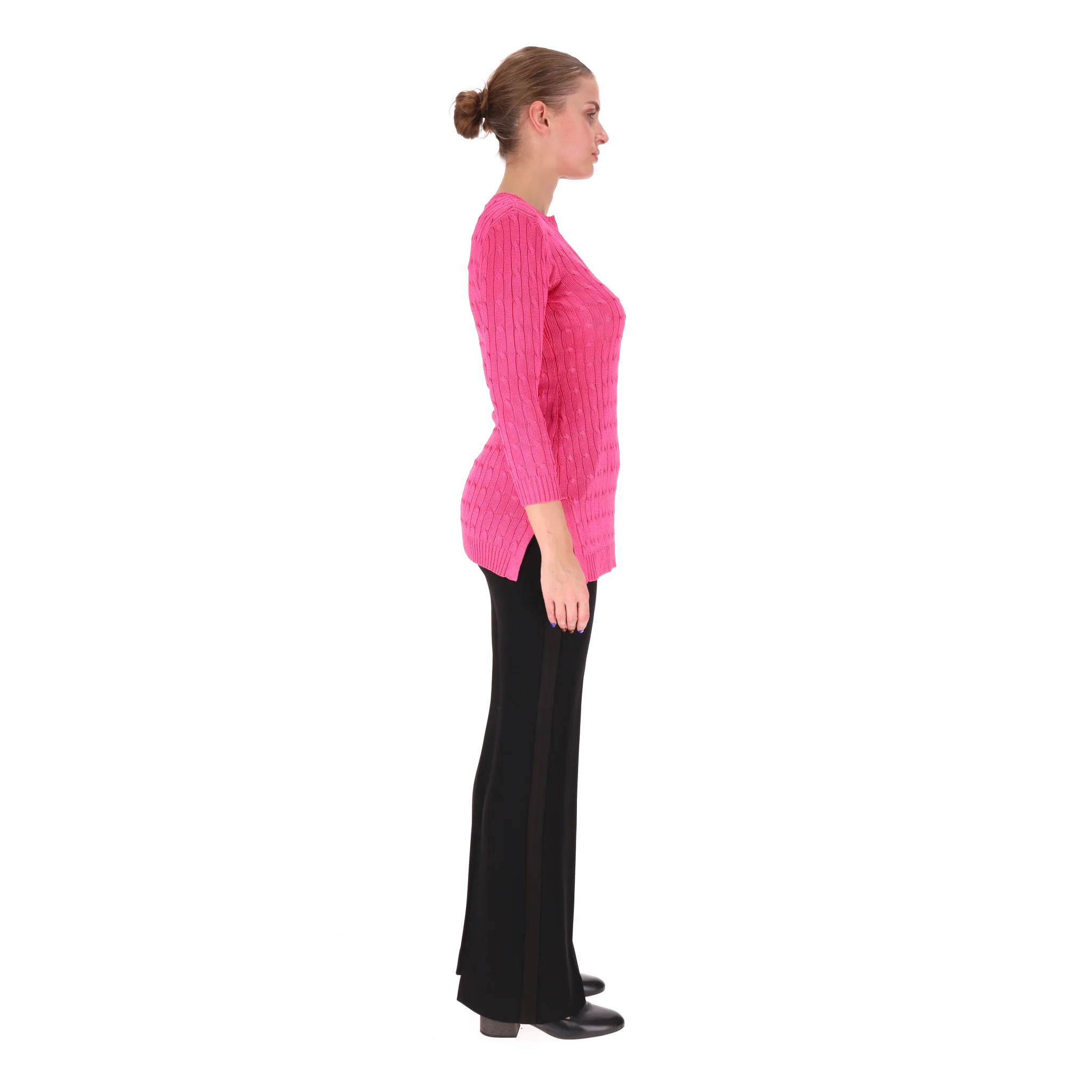 Ralph Lauren Cable-Knit Longline Silk Jumper. Size M - Image 3