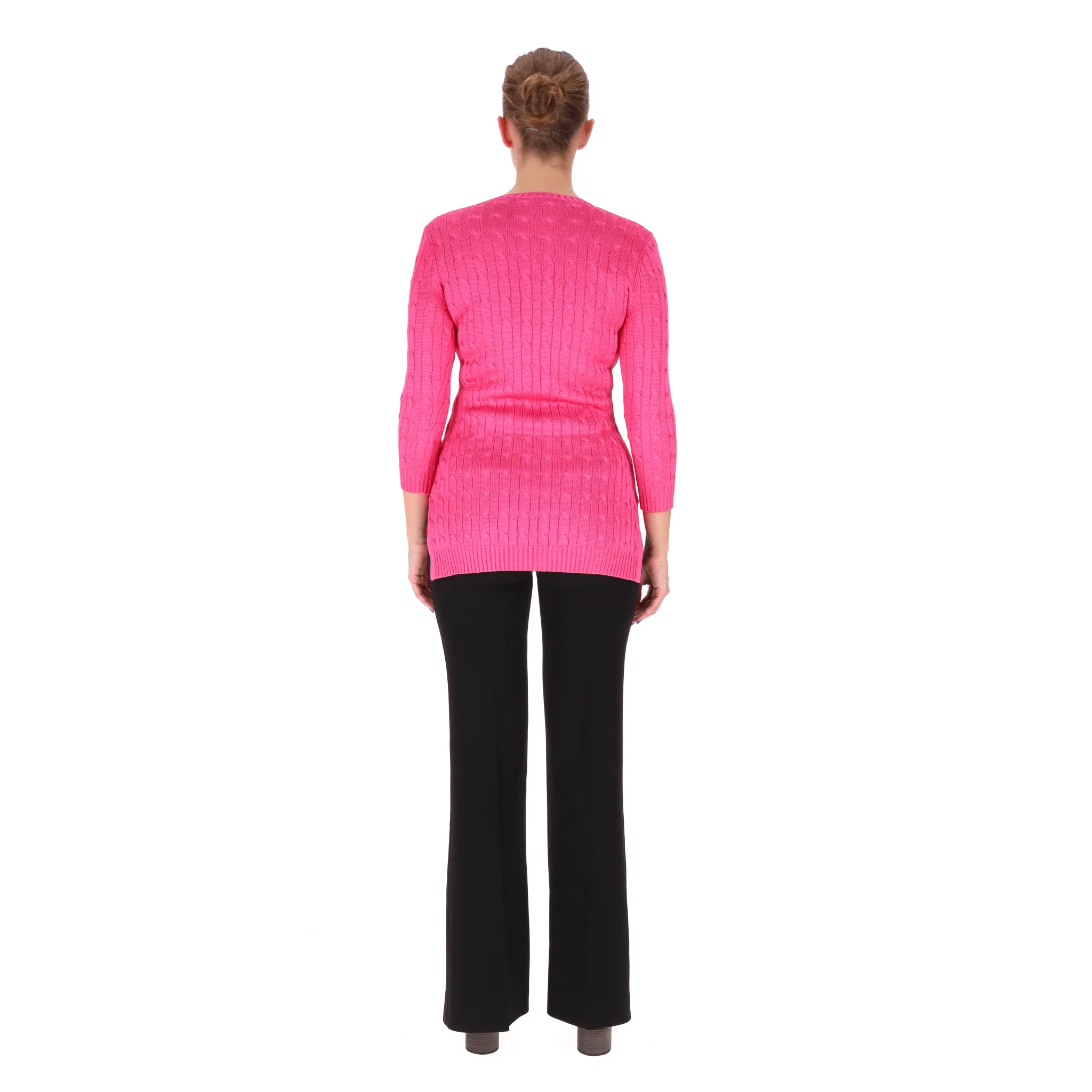 Ralph Lauren Cable-Knit Longline Silk Jumper. Size M - Image 4
