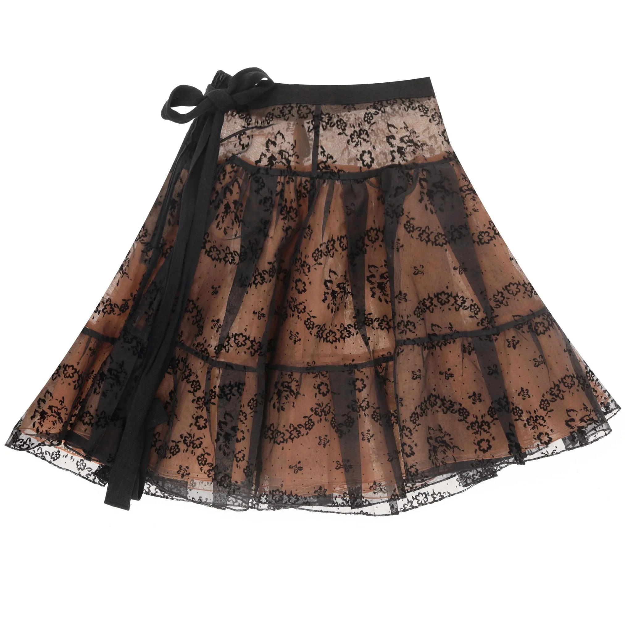 Red Valentino Tulle Lace Tiered Silk Skirt. Size 40IT