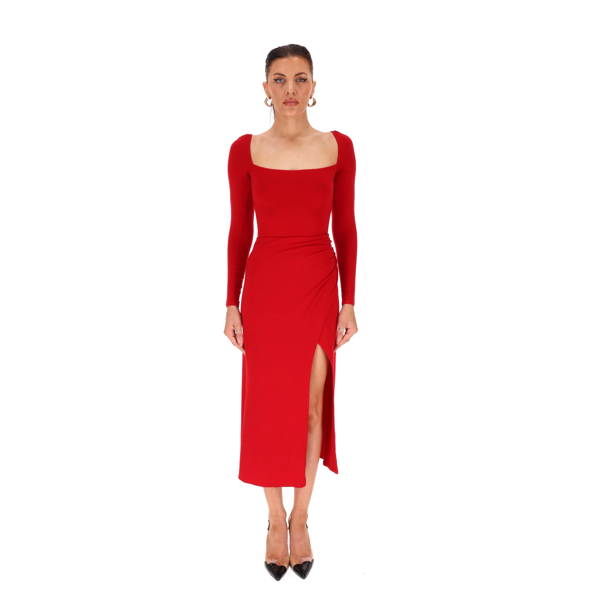 Reformation Front Slit Ruched Detail Dress. Size XS - Image 2