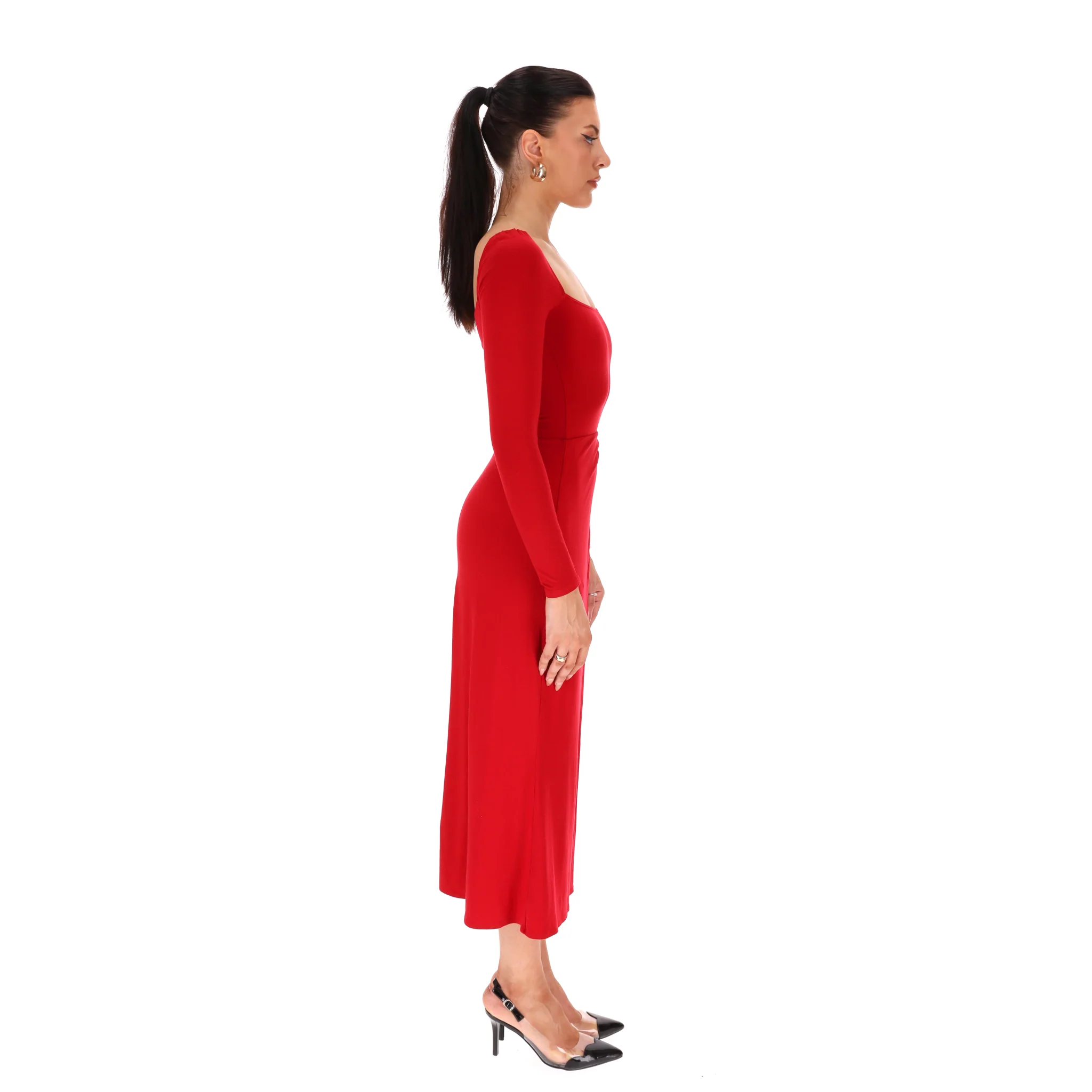 Reformation Front Slit Ruched Detail Dress. Size XS - Image 3