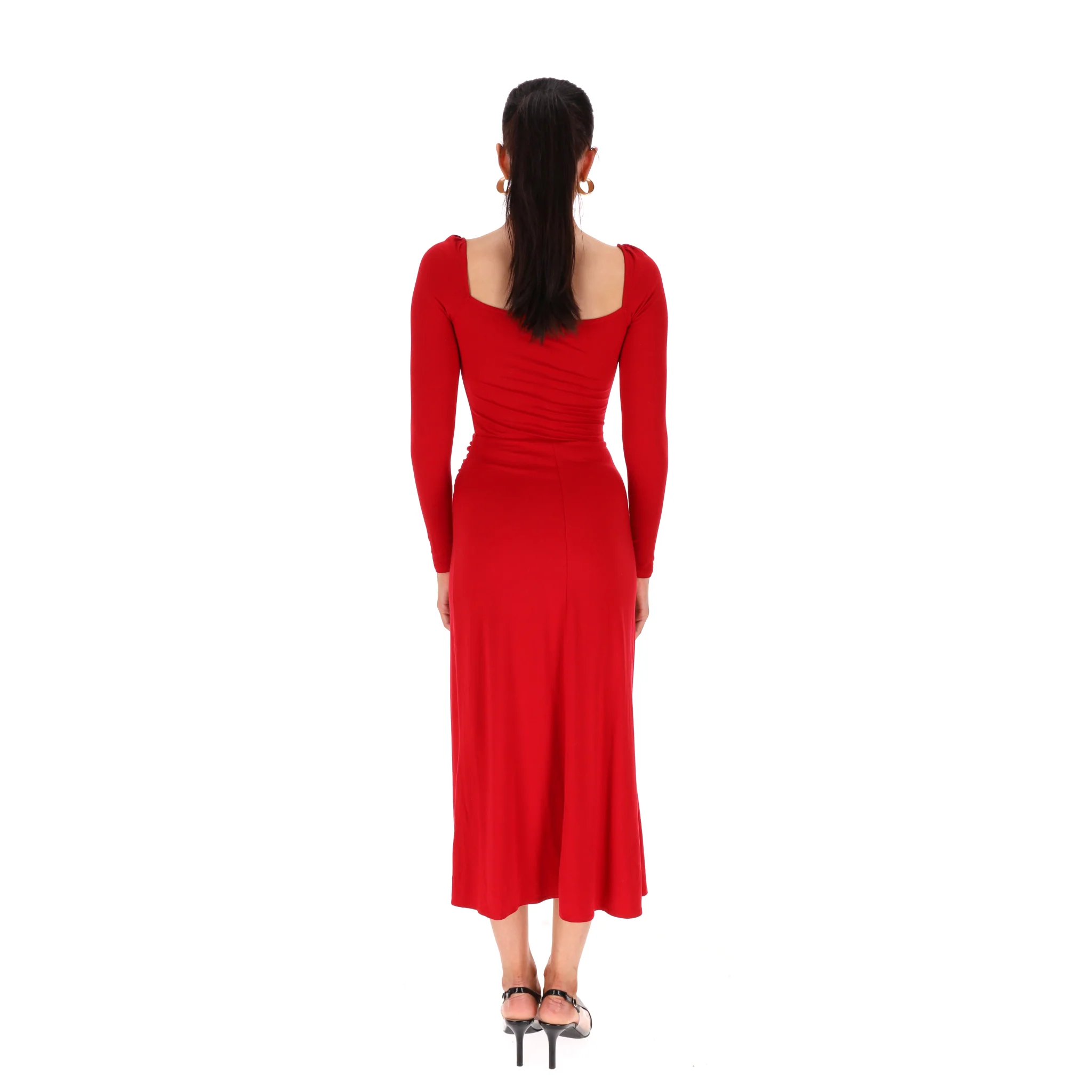 Reformation Front Slit Ruched Detail Dress. Size XS - Image 4