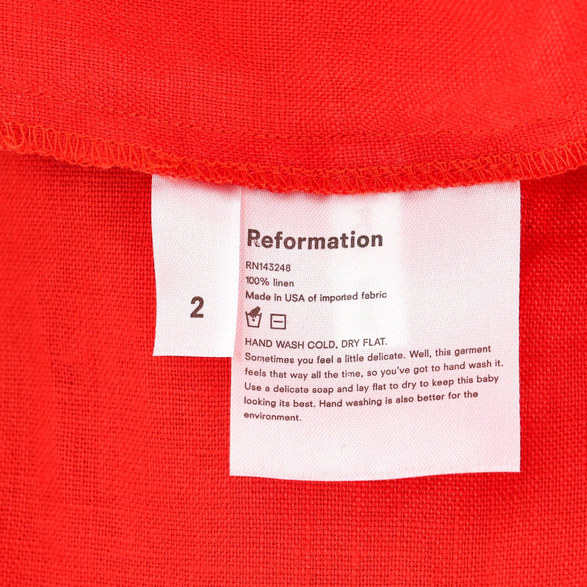 Reformation Puff Sleeve Mini Linen Dress. Size 2US - Image 6