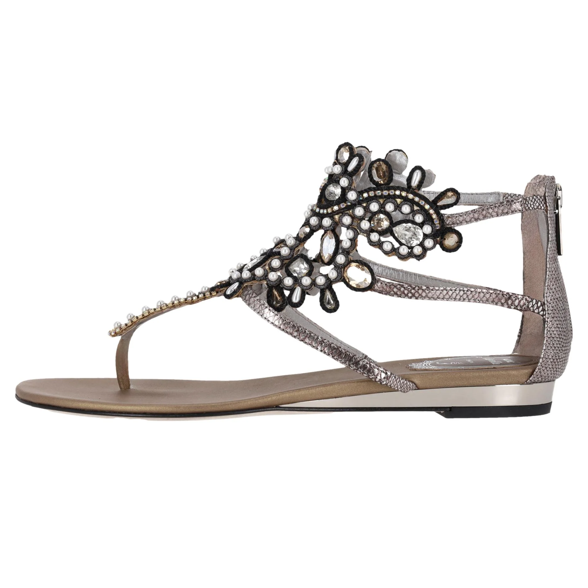 Rene Caovilla Snakeskin & Crystal Thong Sandals. Size 37 - Image 3