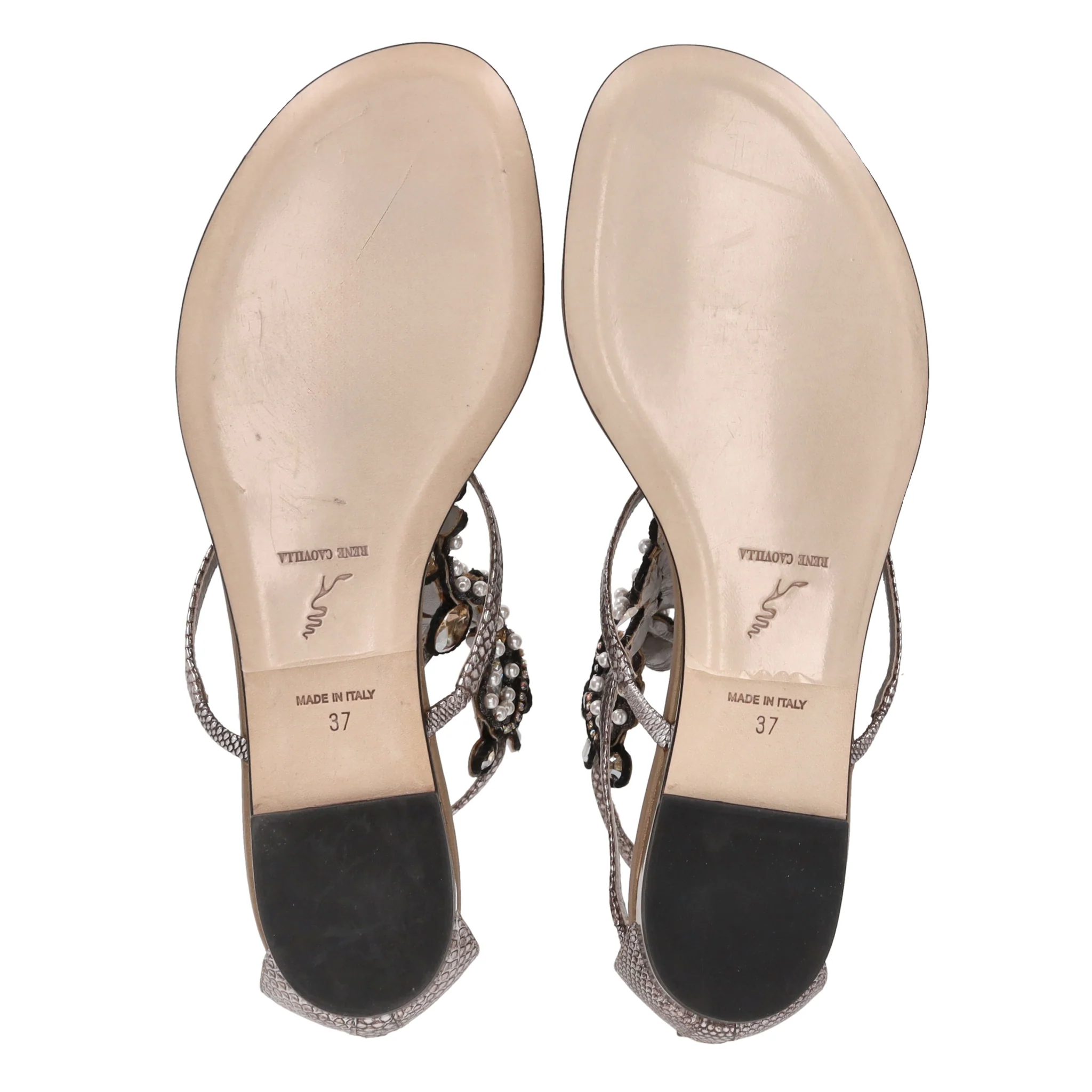 Rene Caovilla Snakeskin & Crystal Thong Sandals. Size 37 - Image 6
