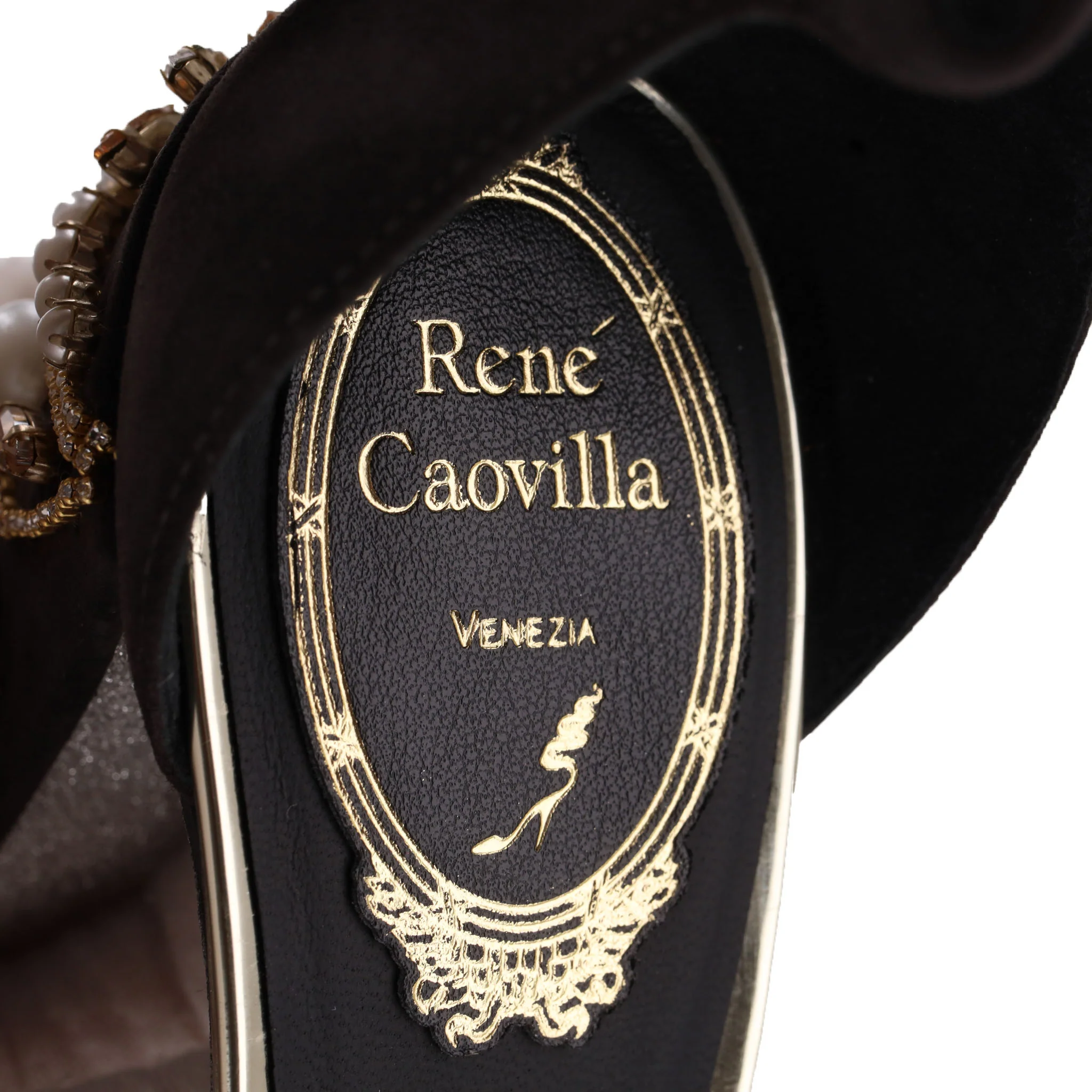 Rene Caovilla Suede Sandals With Jewel Embellished Block Heel. Size 38 - Image 7