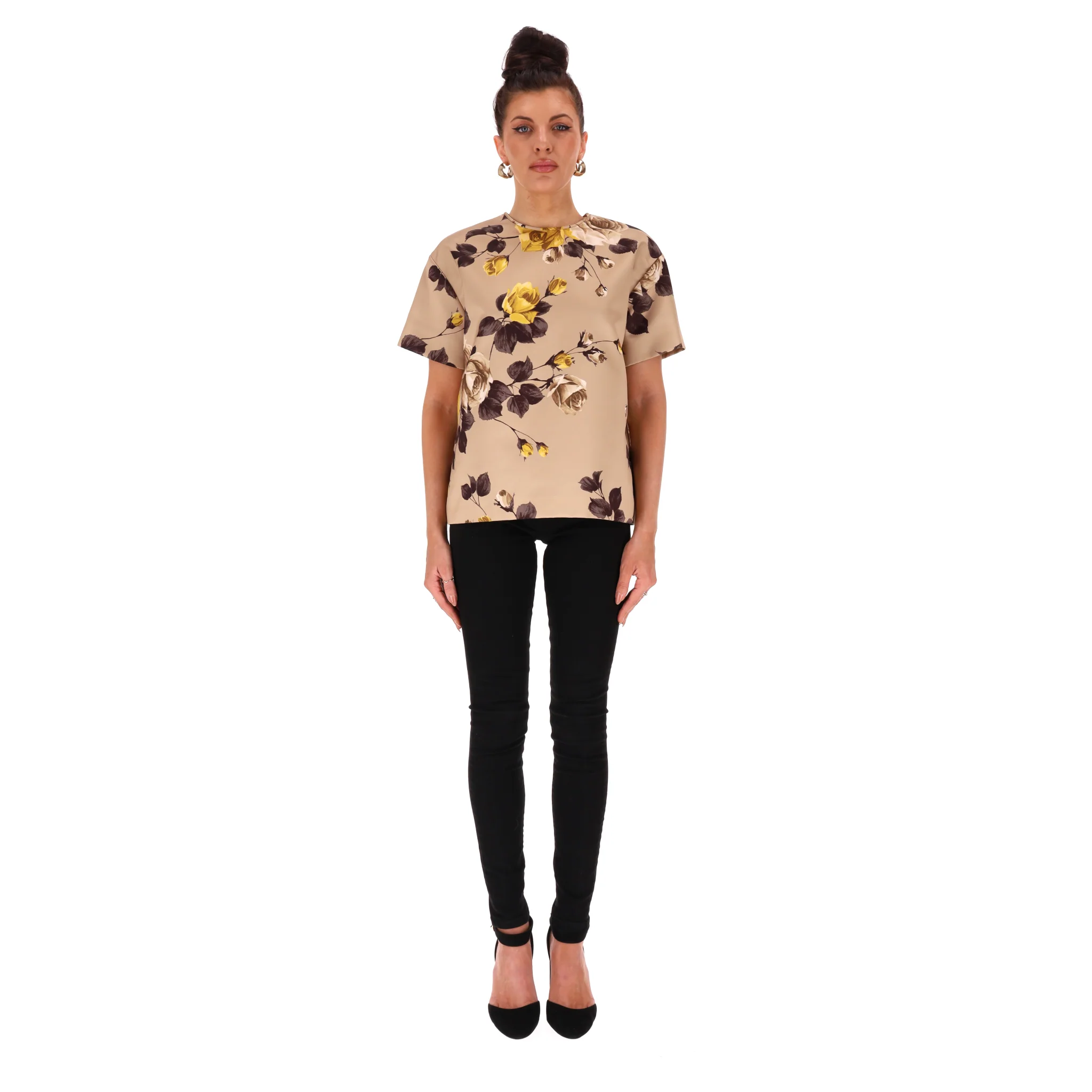 Rochas Rose Print Satin Top. Size 40IT - Image 2