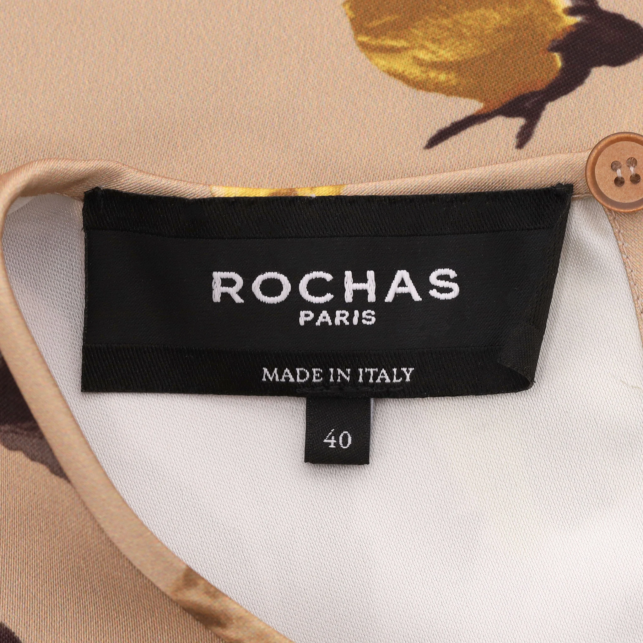 Rochas Rose Print Satin Top. Size 40IT - Image 6