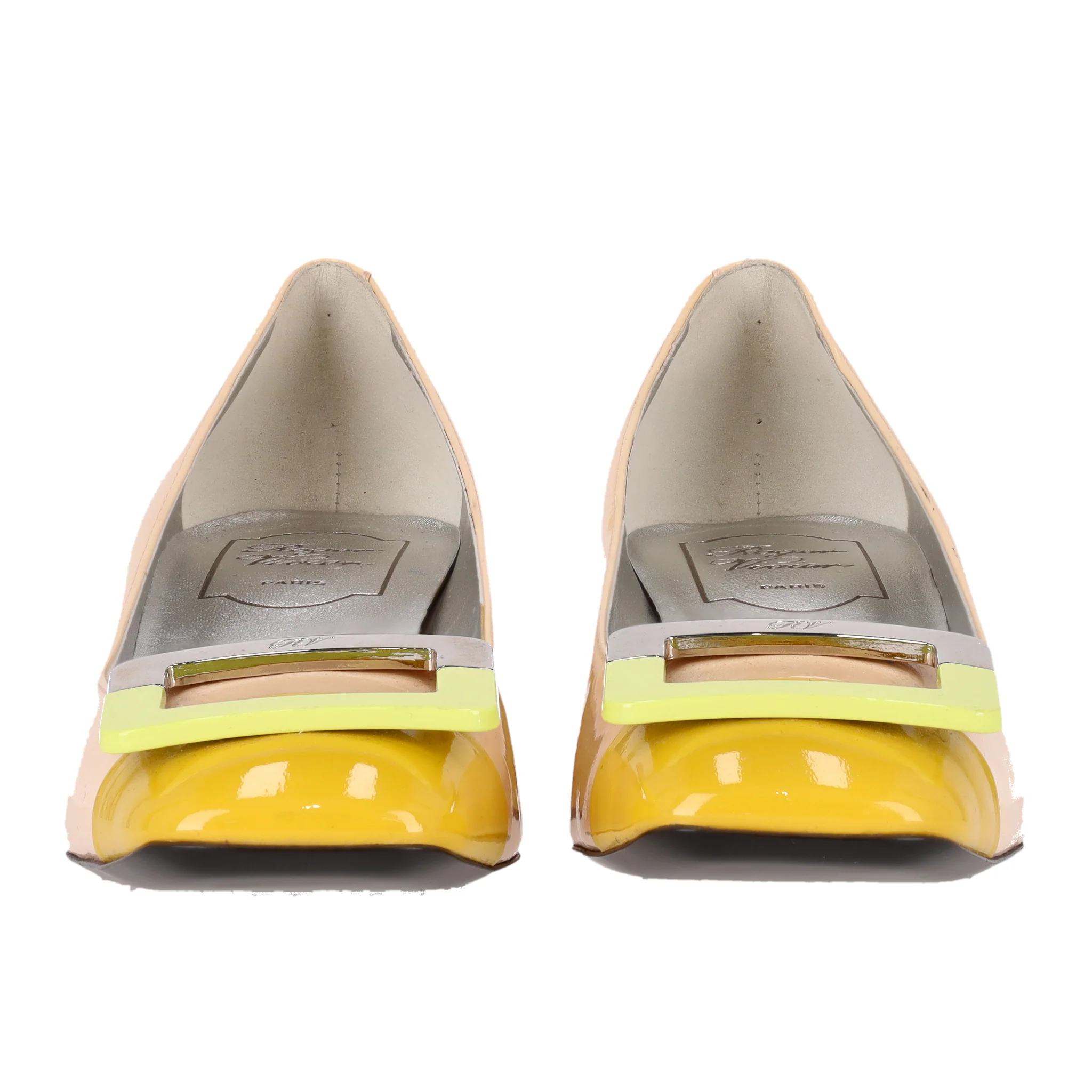 Roger Vivier Tri-Color Patent Leather Buckle Pumps. Size 38 - Image 3