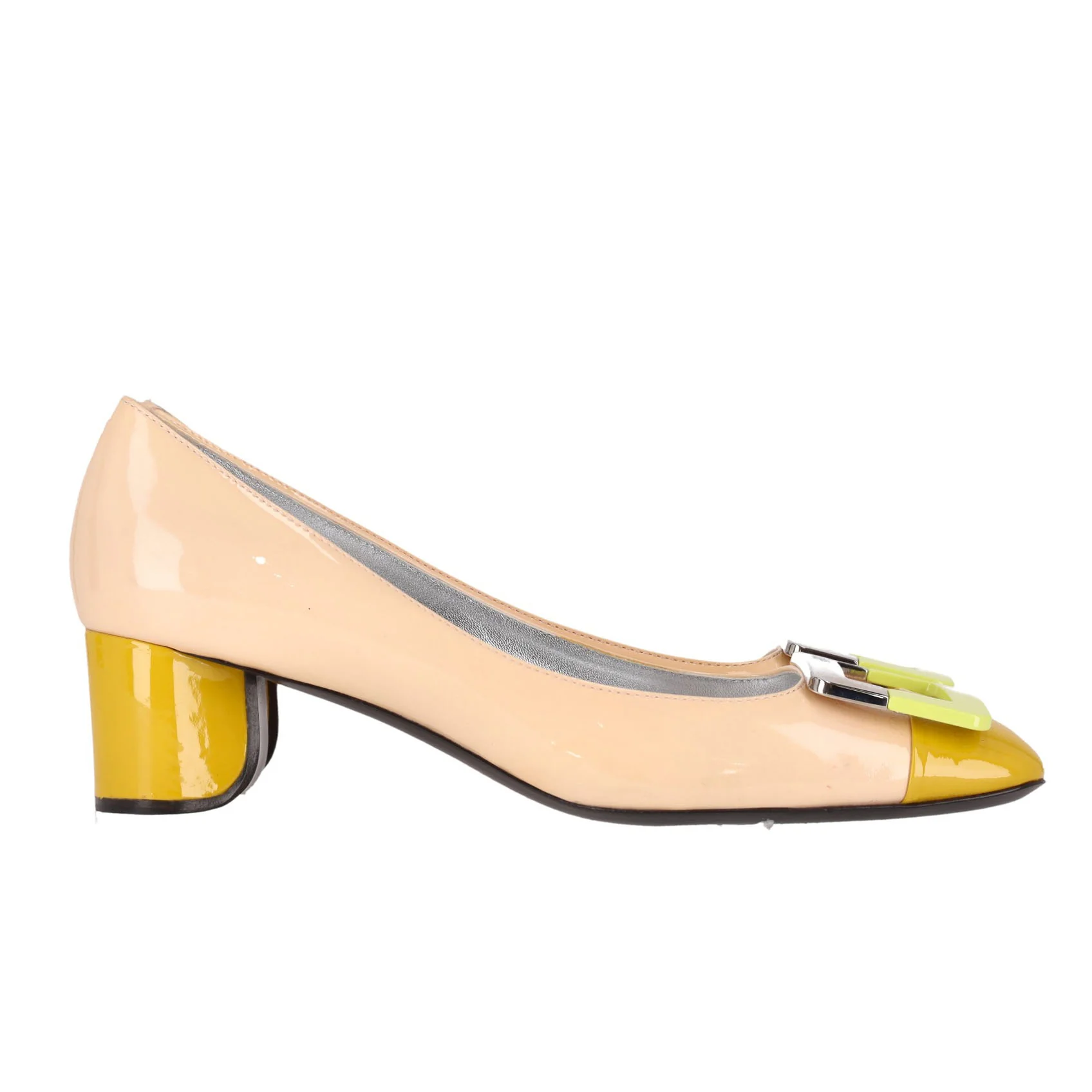 Roger Vivier Tri-Color Patent Leather Buckle Pumps. Size 38 - Image 4