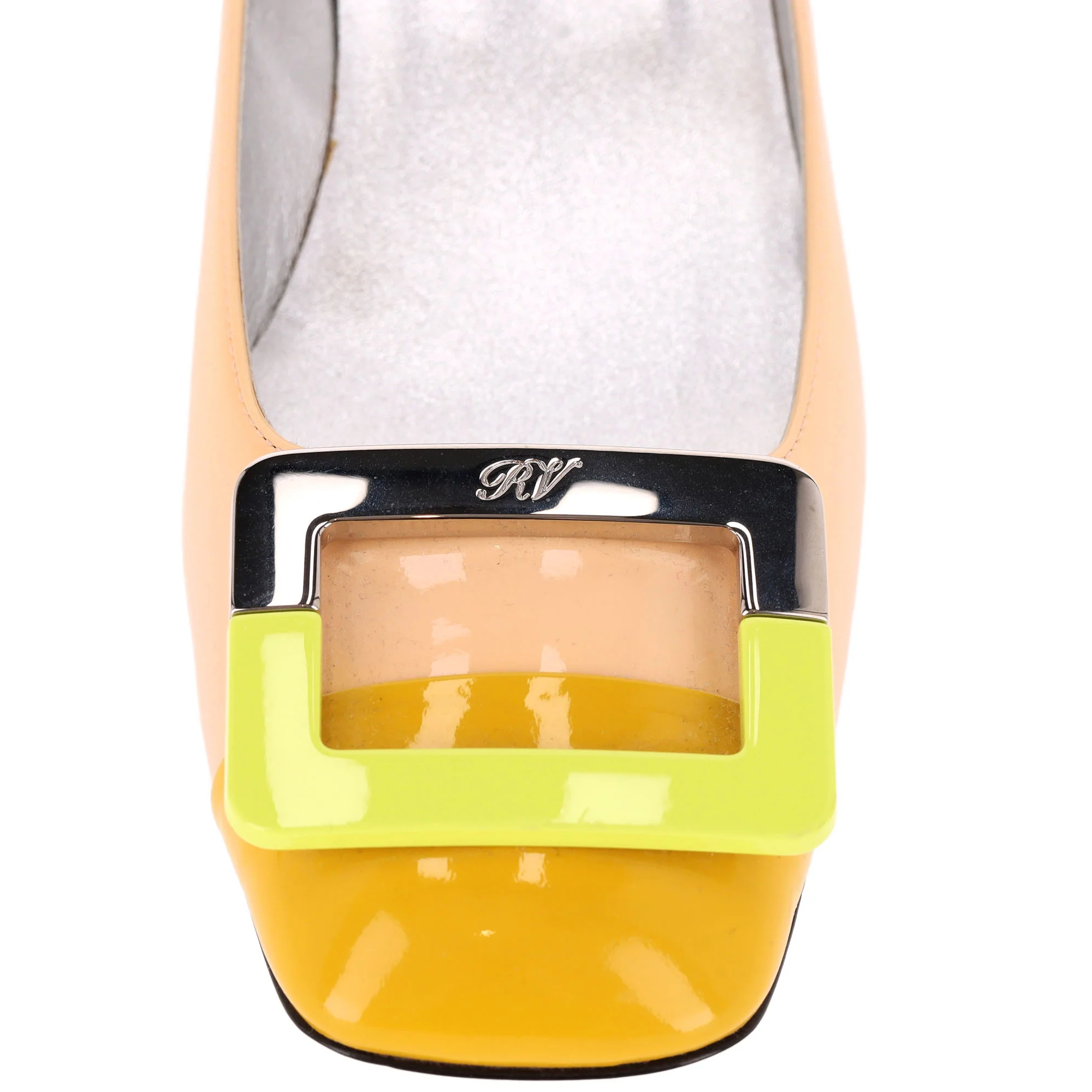 Roger Vivier Tri-Color Patent Leather Buckle Pumps. Size 38 - Image 7