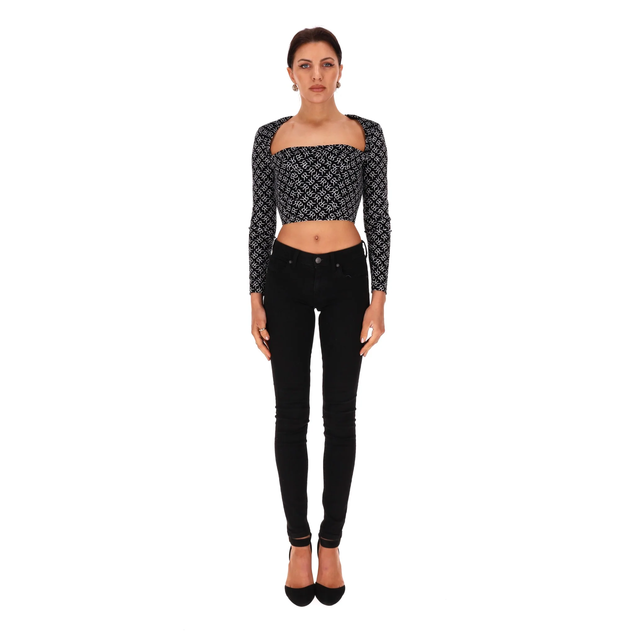 Rokh Monogram Print Bustier Corset Top. Size 36FR - Image 2
