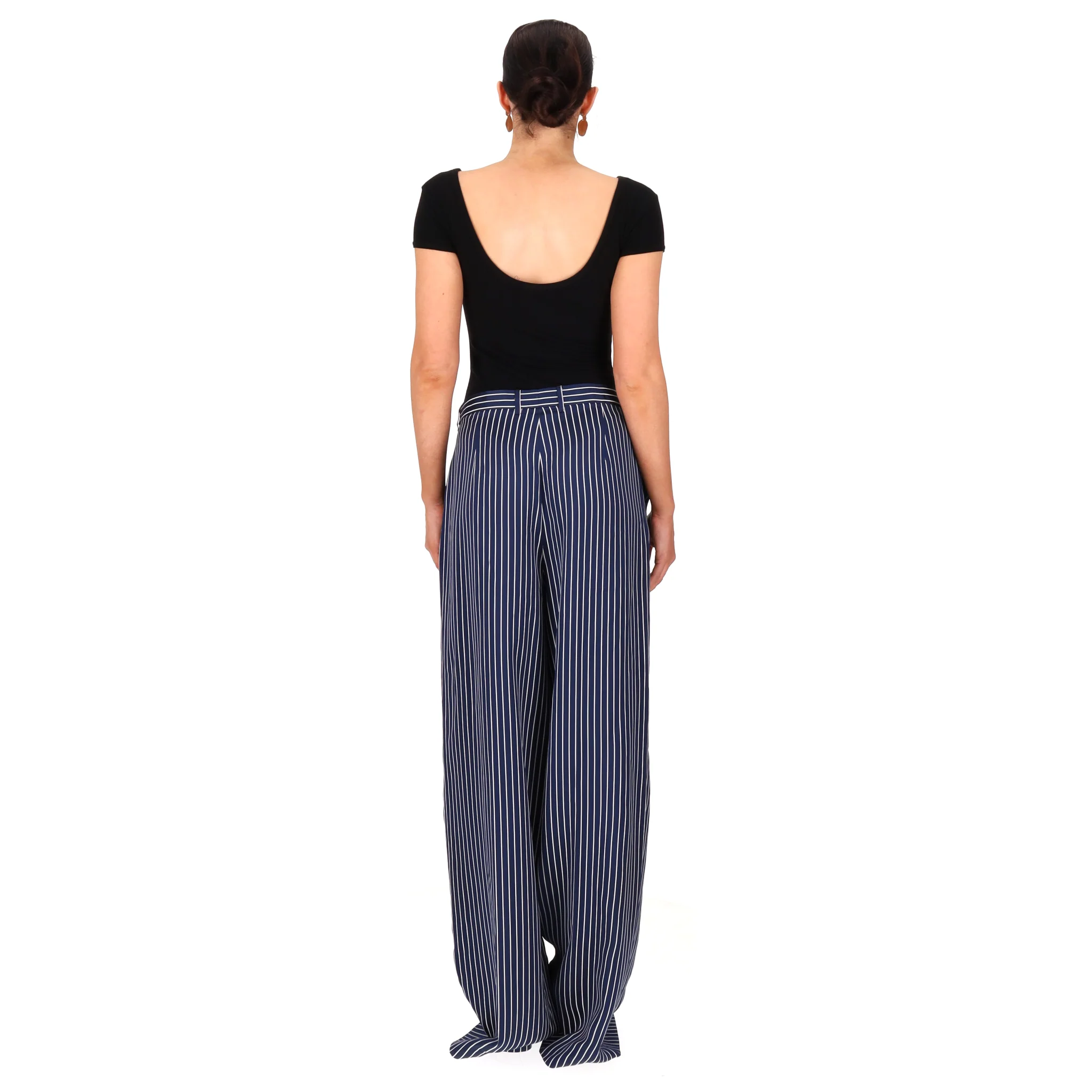 Rokh Wide Leg Pinstripe Trousers. Size 40FR - Image 4