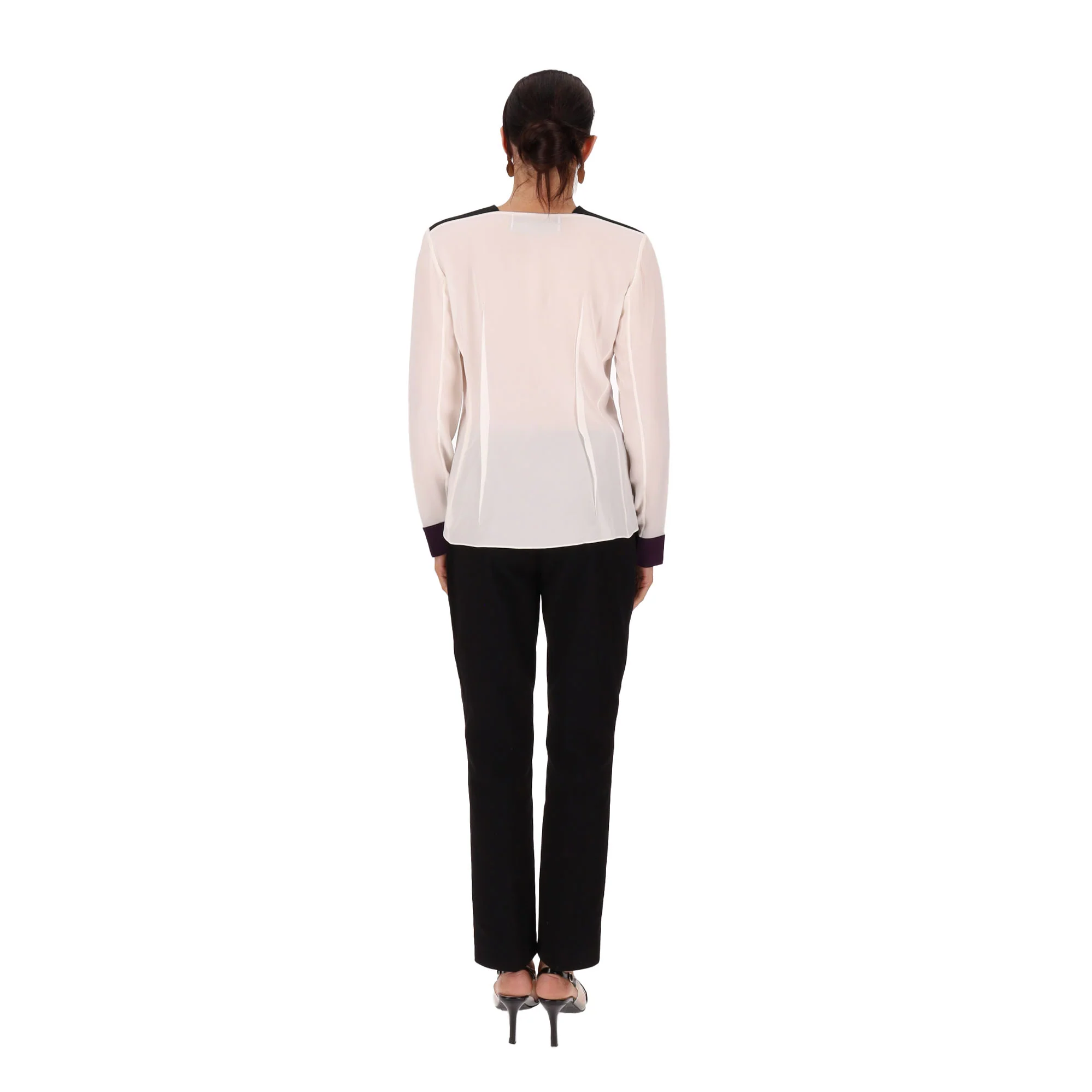 Roland Mouret Colour-Block V-Neck Silk Top. Size 12UK - Image 4