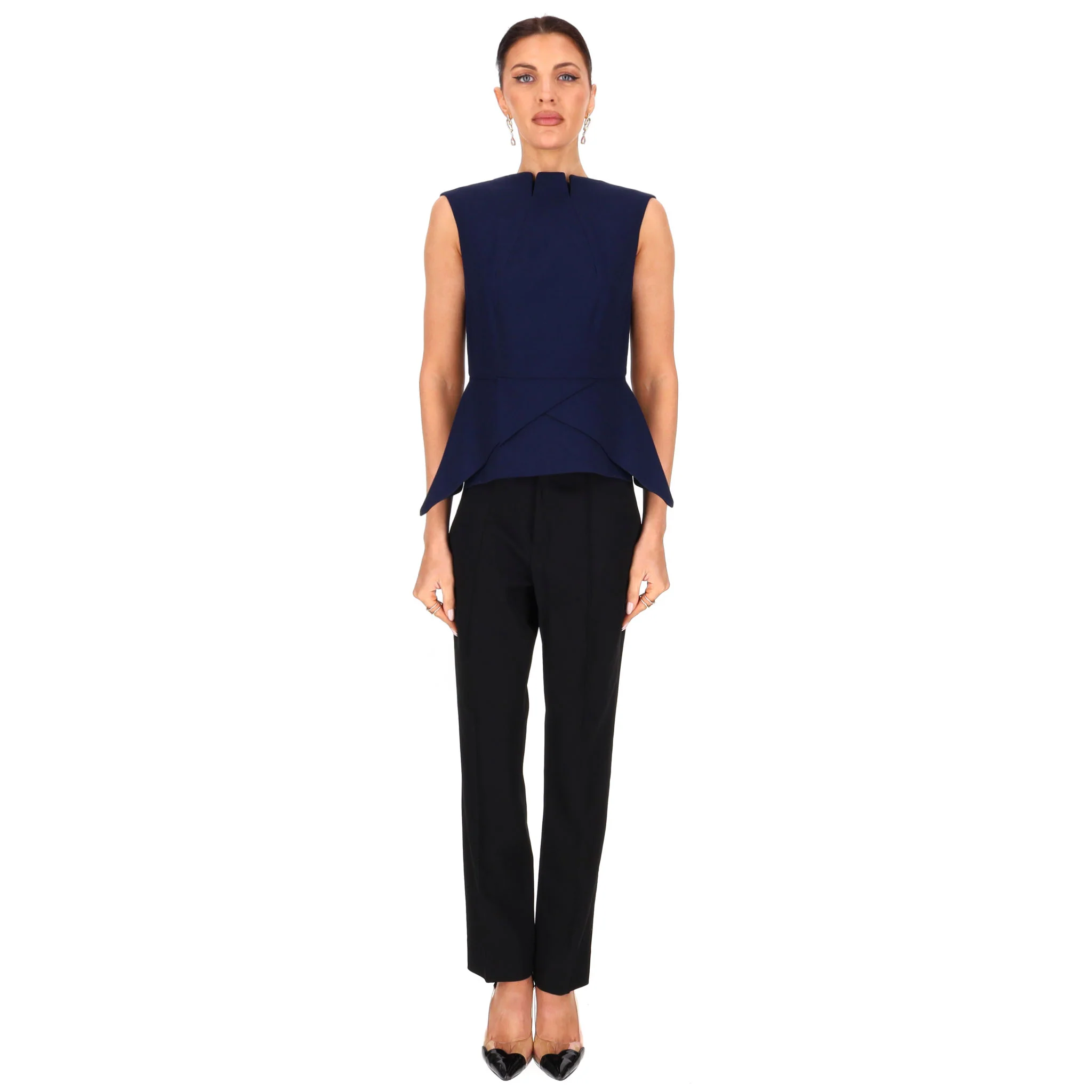 Roland Mouret Ltd Edition Asymmetric Wool Peplum Top. Size 10UK - Image 2