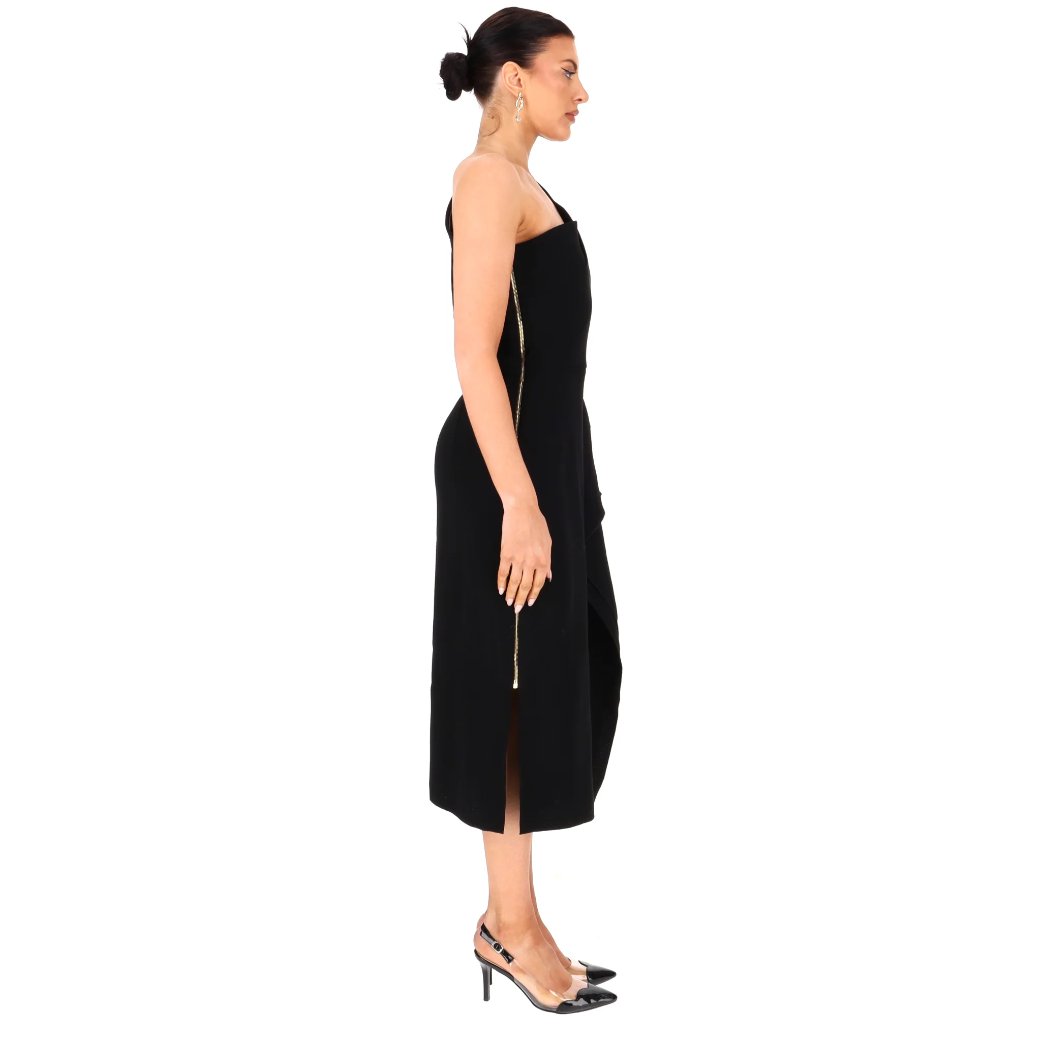 Roland Mouret One-Shoulder Asymmetrical Drape Wool Dress. Size 12UK - Image 3