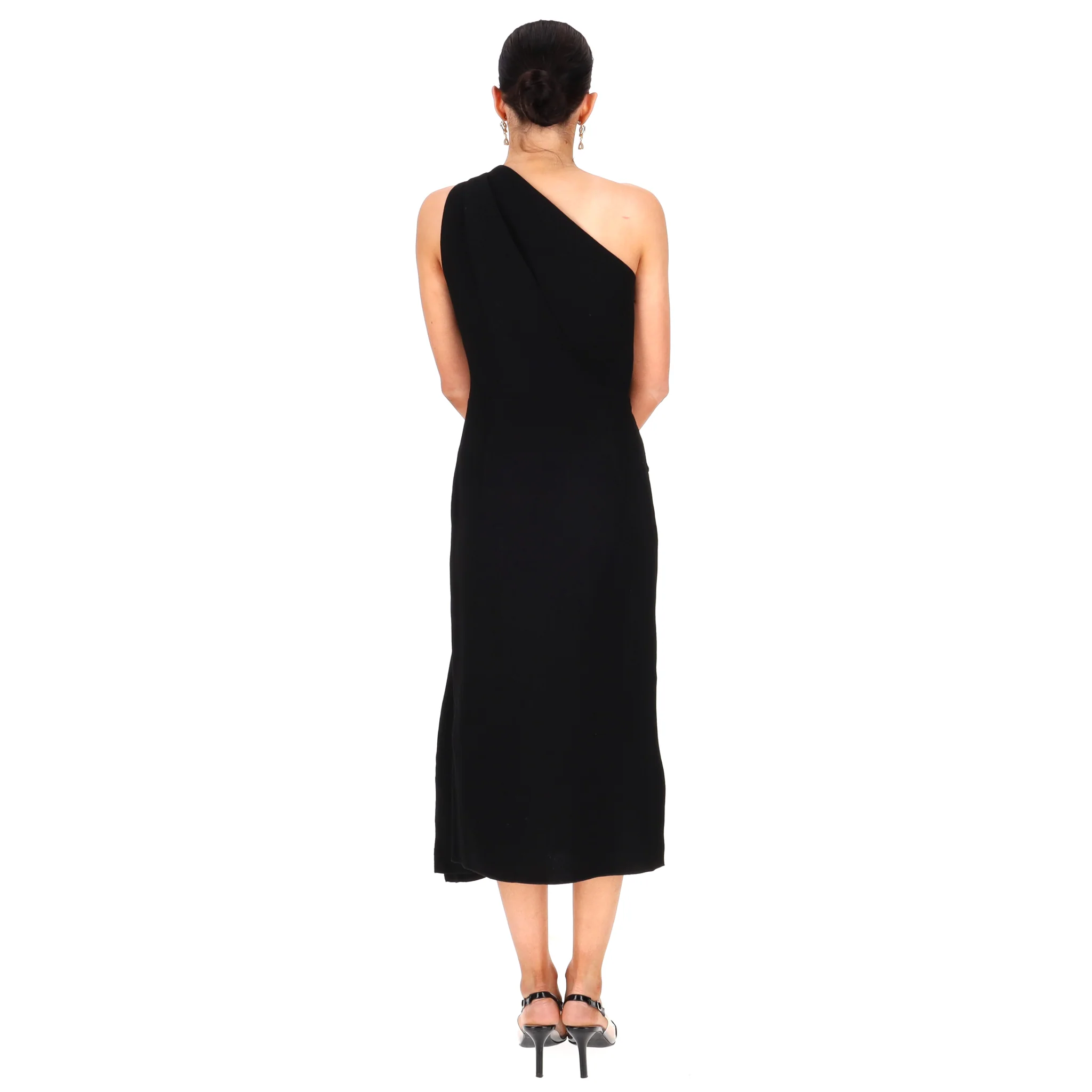 Roland Mouret One-Shoulder Asymmetrical Drape Wool Dress. Size 12UK - Image 4