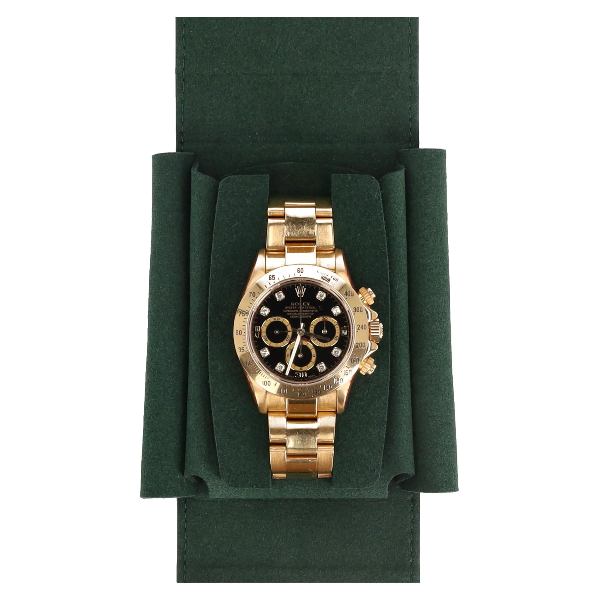 Rolex Daytona 18k Gold With Black Face & Diamond Dot Dial - Image 11