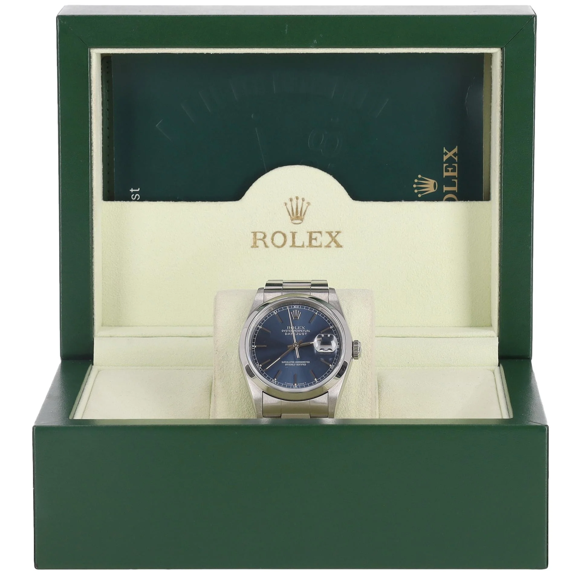 Rolex Oyster Perpetual Datejust 16200 Stainless Steel Watch With Blue Dial - Image 3