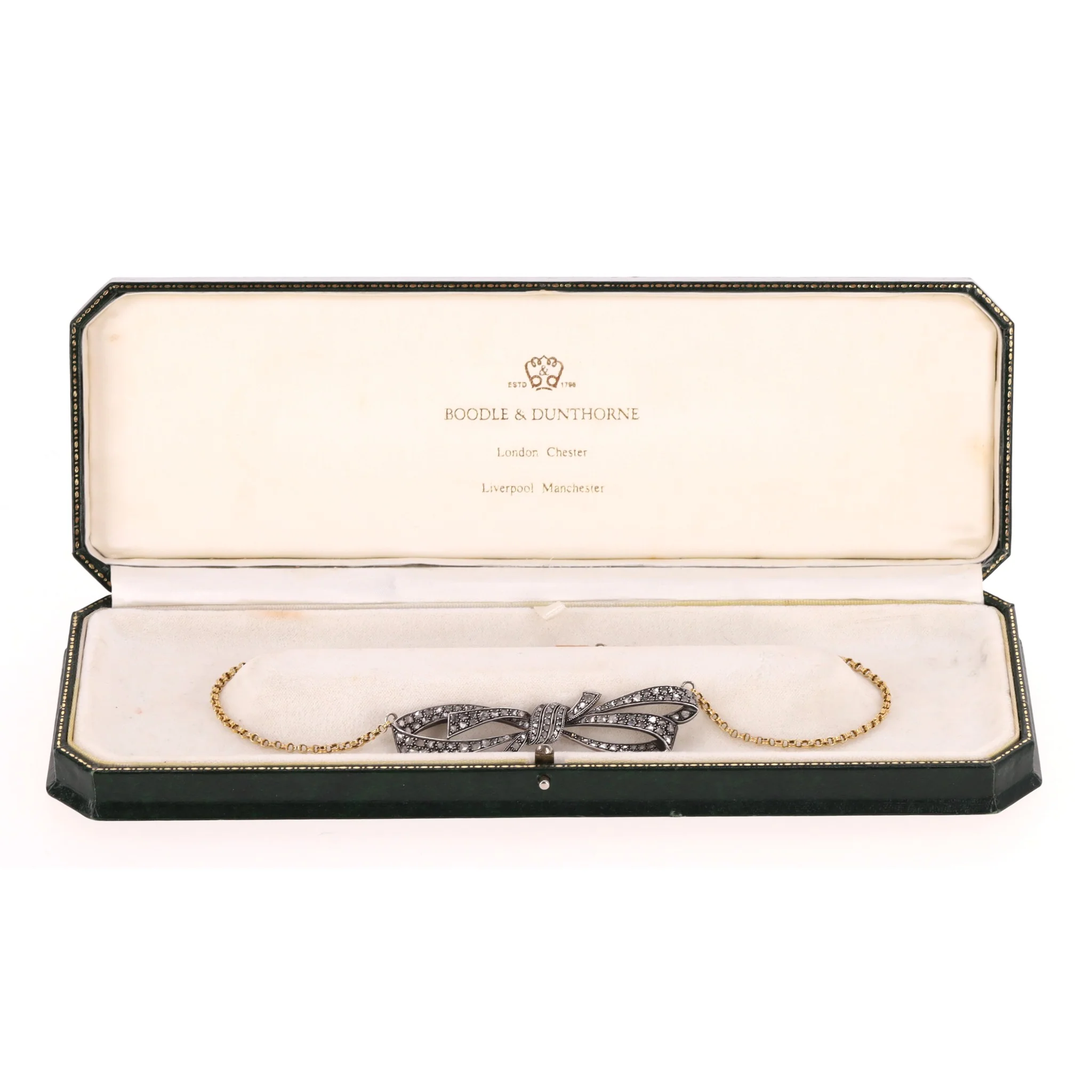 Rose Cut Diamond Bow Necklace Georgian Vintage In 15ct Gold - Image 4