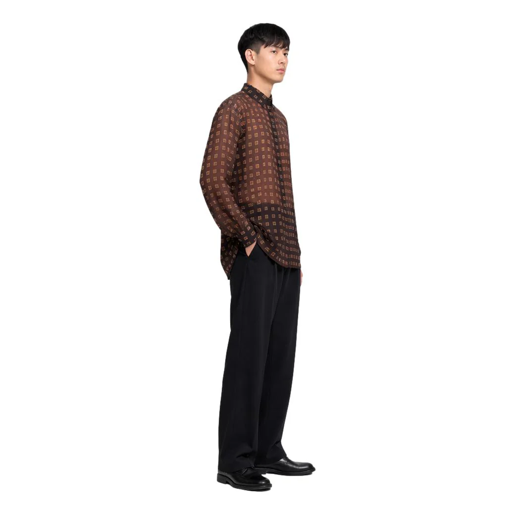 Saint Laurent 2025 Semi-Sheer Wool Geometric Pattern Shirt. Size 41 - Image 3