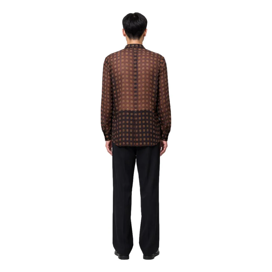 Saint Laurent 2025 Semi-Sheer Wool Geometric Pattern Shirt. Size 41 - Image 4