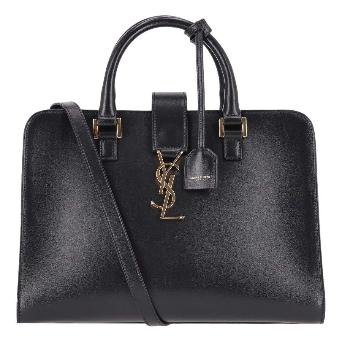 Saint Laurent Calfskin Leather 'YSL' Logo Small Cabas Tote Bag
