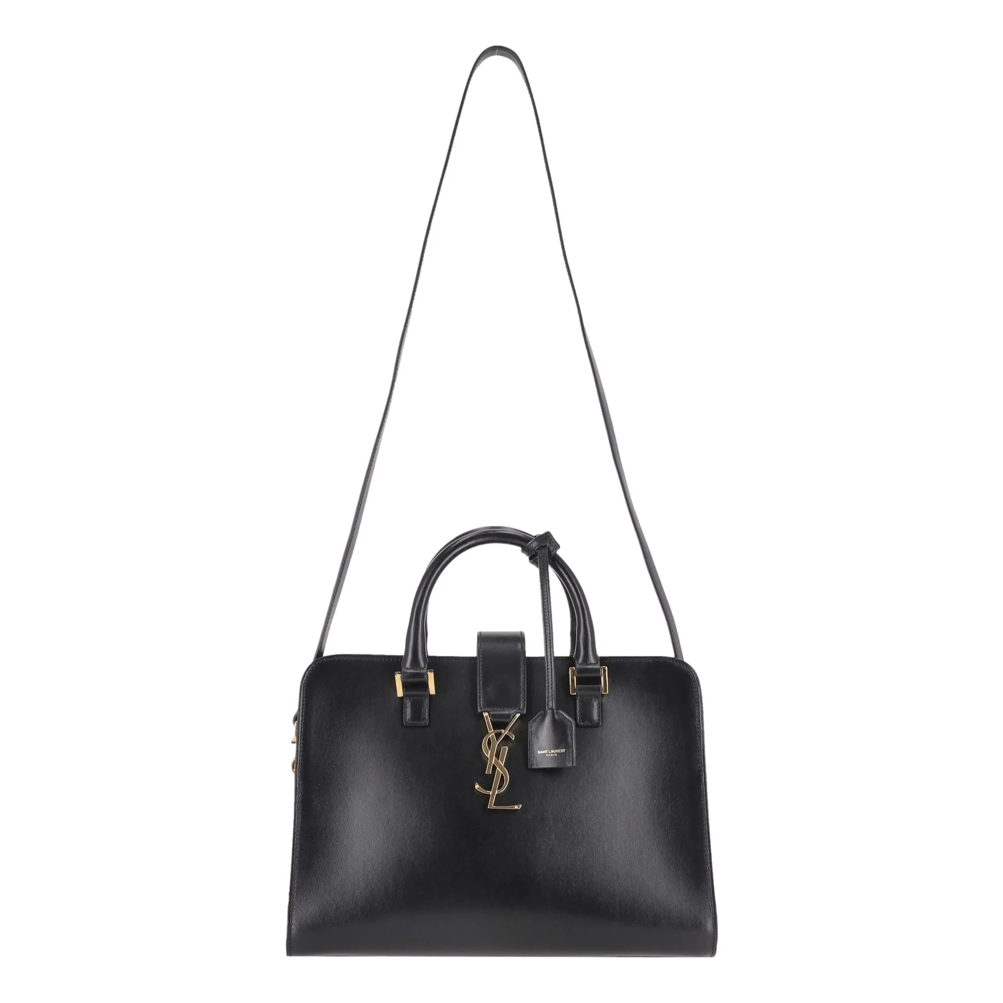 Saint Laurent Calfskin Leather 'YSL' Logo Small Cabas Tote Bag - Image 3