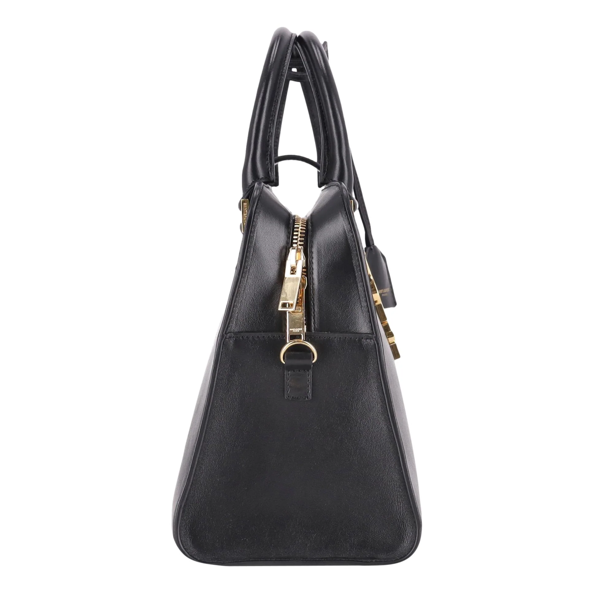 Saint Laurent Calfskin Leather 'YSL' Logo Small Cabas Tote Bag - Image 4