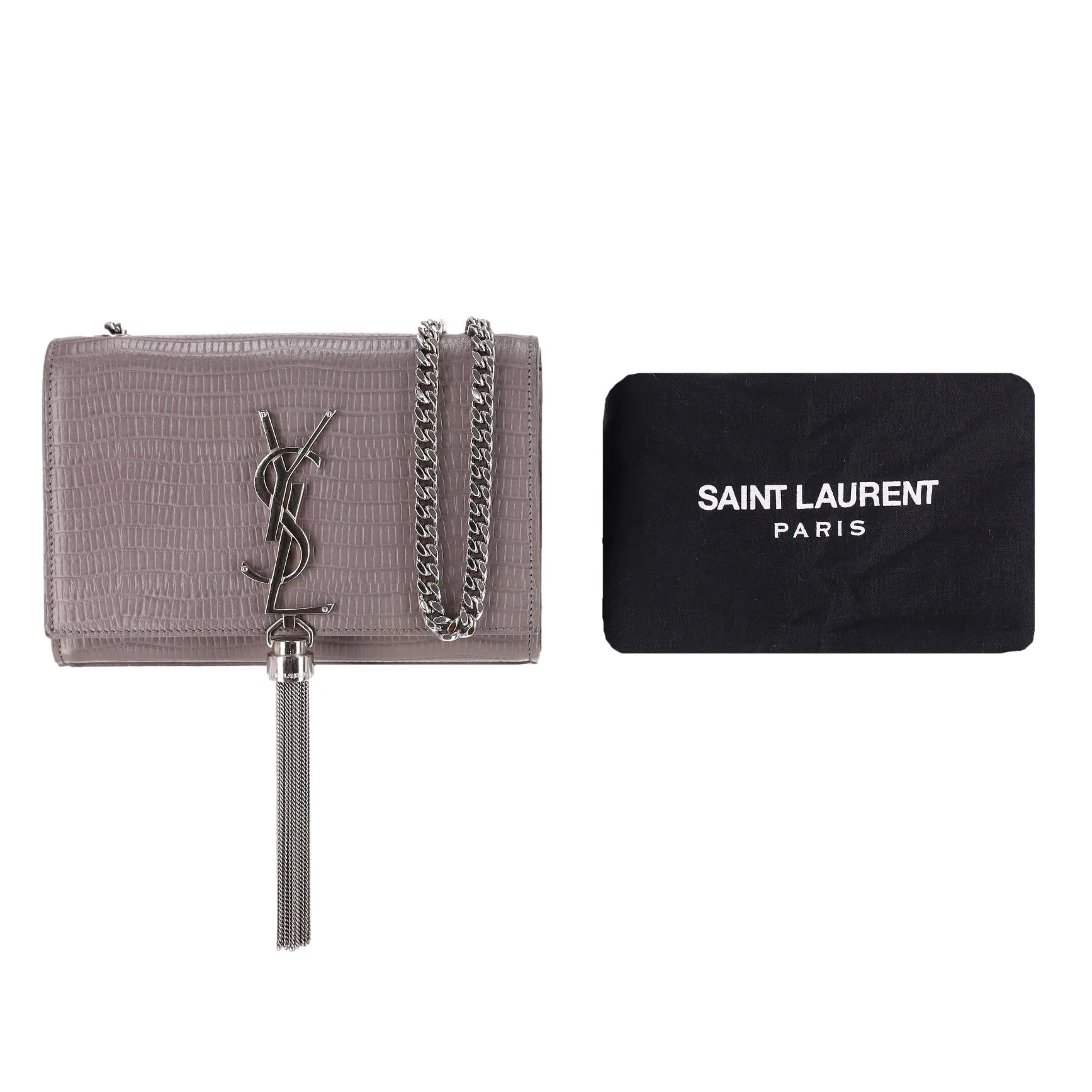 Saint Laurent Croc Embossed Leather Kate Tassel Shoulder Bag - Image 3