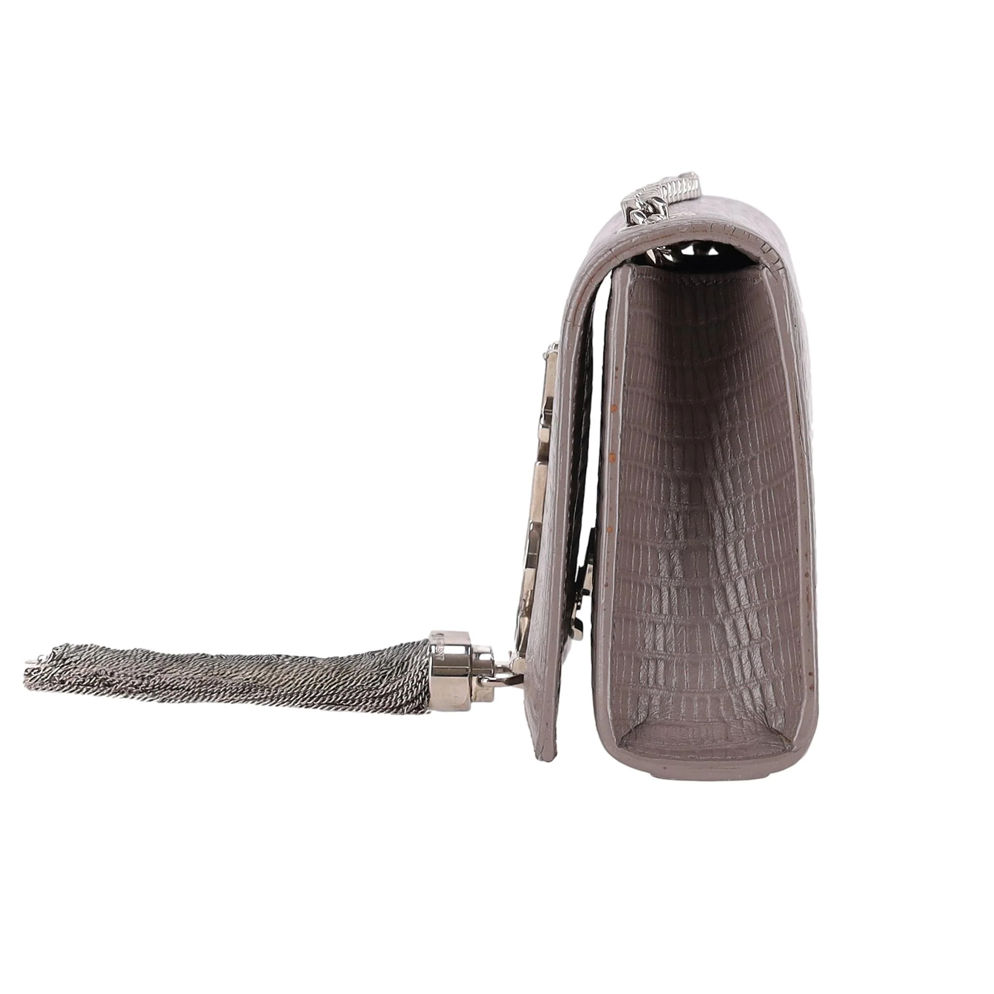 Saint Laurent Croc Embossed Leather Kate Tassel Shoulder Bag - Image 4