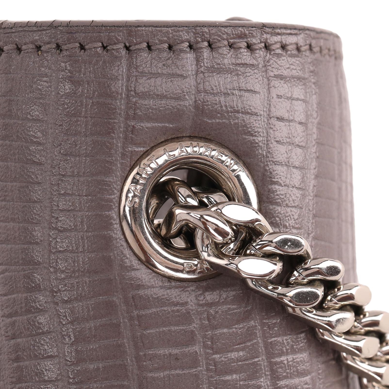 Saint Laurent Croc Embossed Leather Kate Tassel Shoulder Bag - Image 9