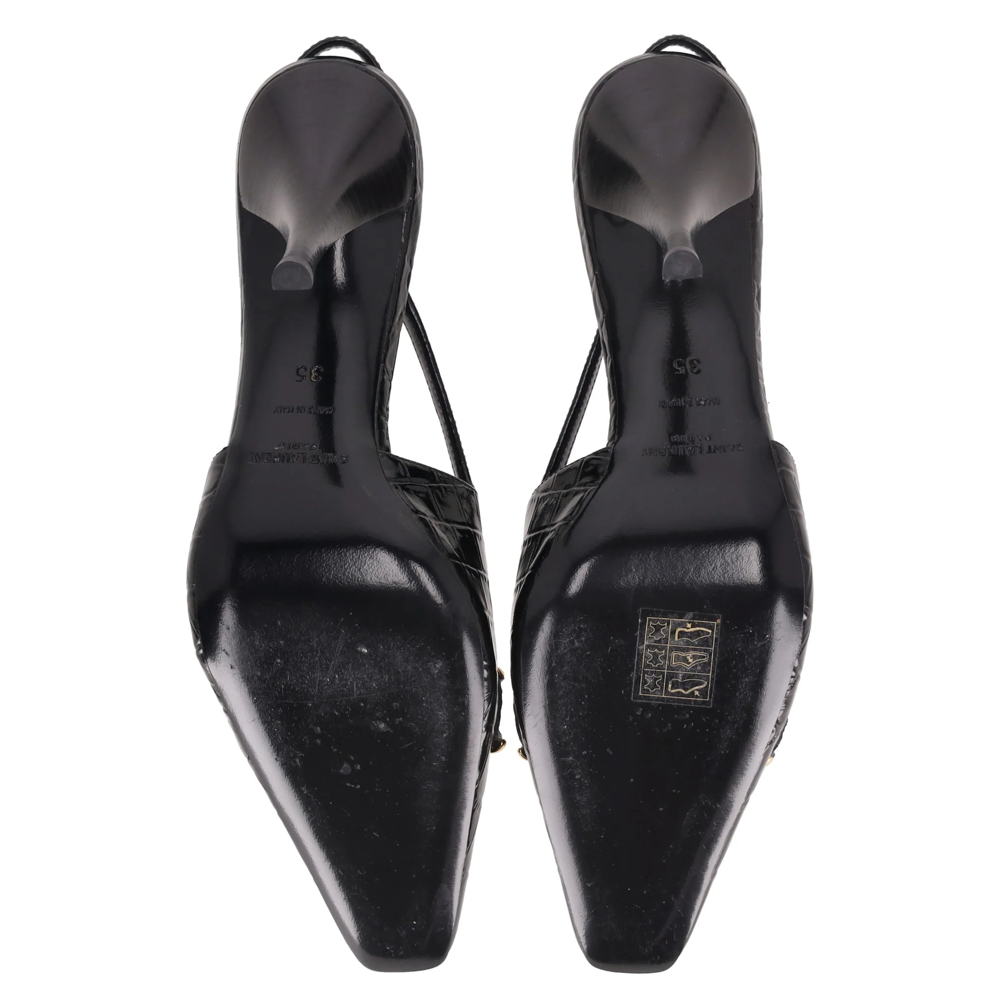 Saint Laurent Crocodile Embossed Leather Slingback Tom Pumps. Size 35 - Image 6