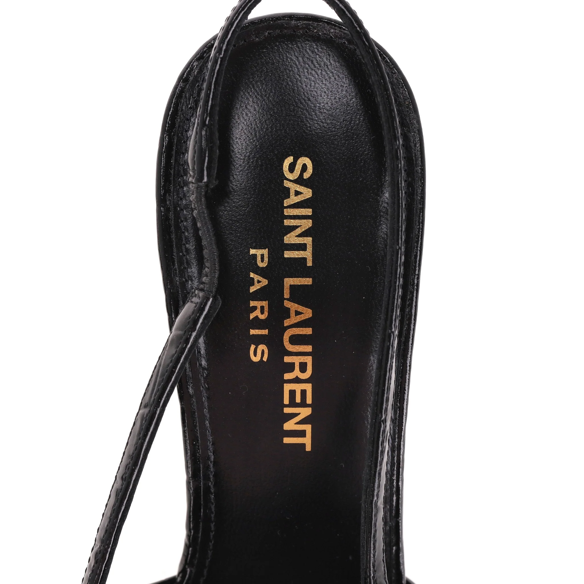Saint Laurent Crocodile Embossed Leather Slingback Tom Pumps. Size 35 - Image 7