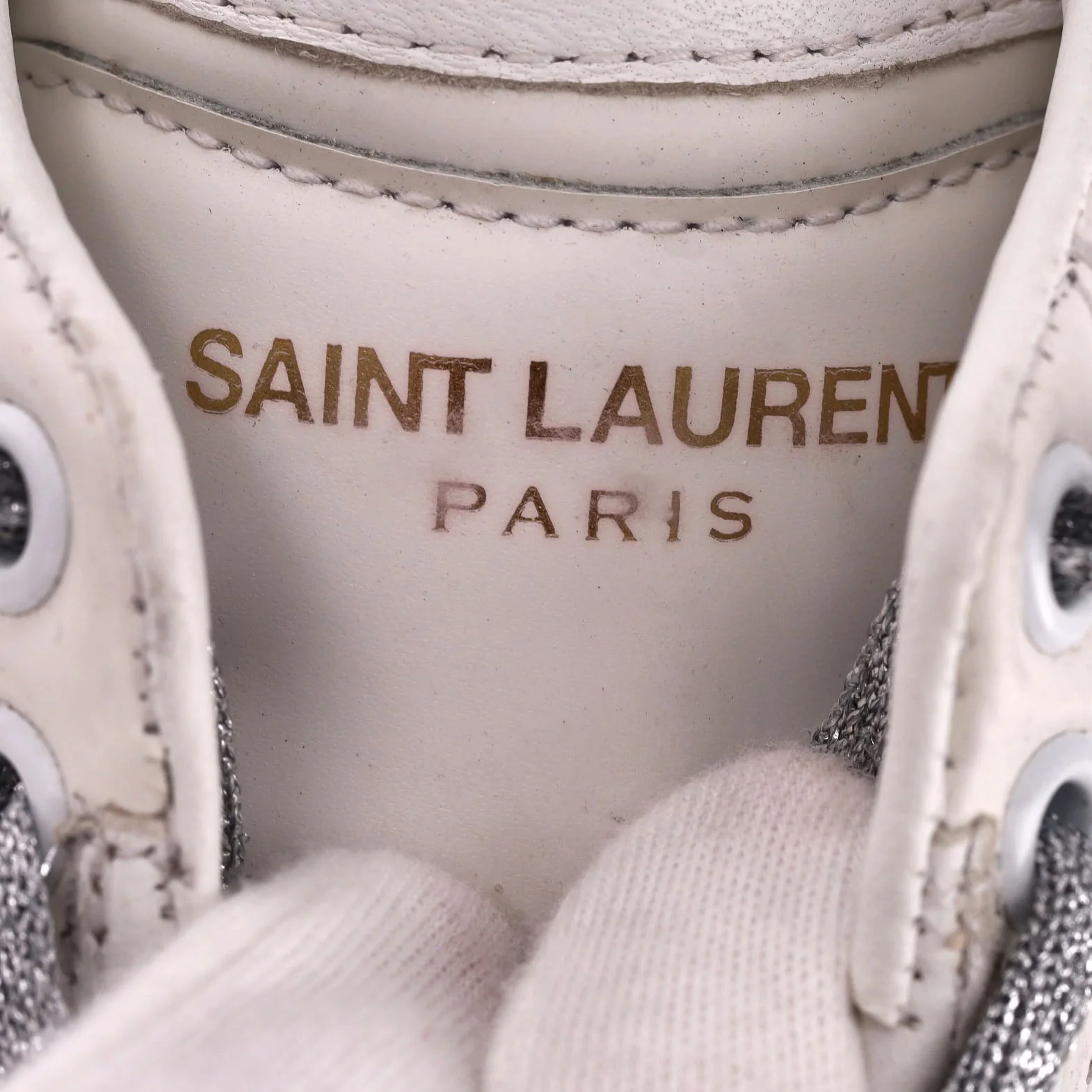 Saint Laurent Glitter Detailed Leather Sneakers. Size 36 - Image 10