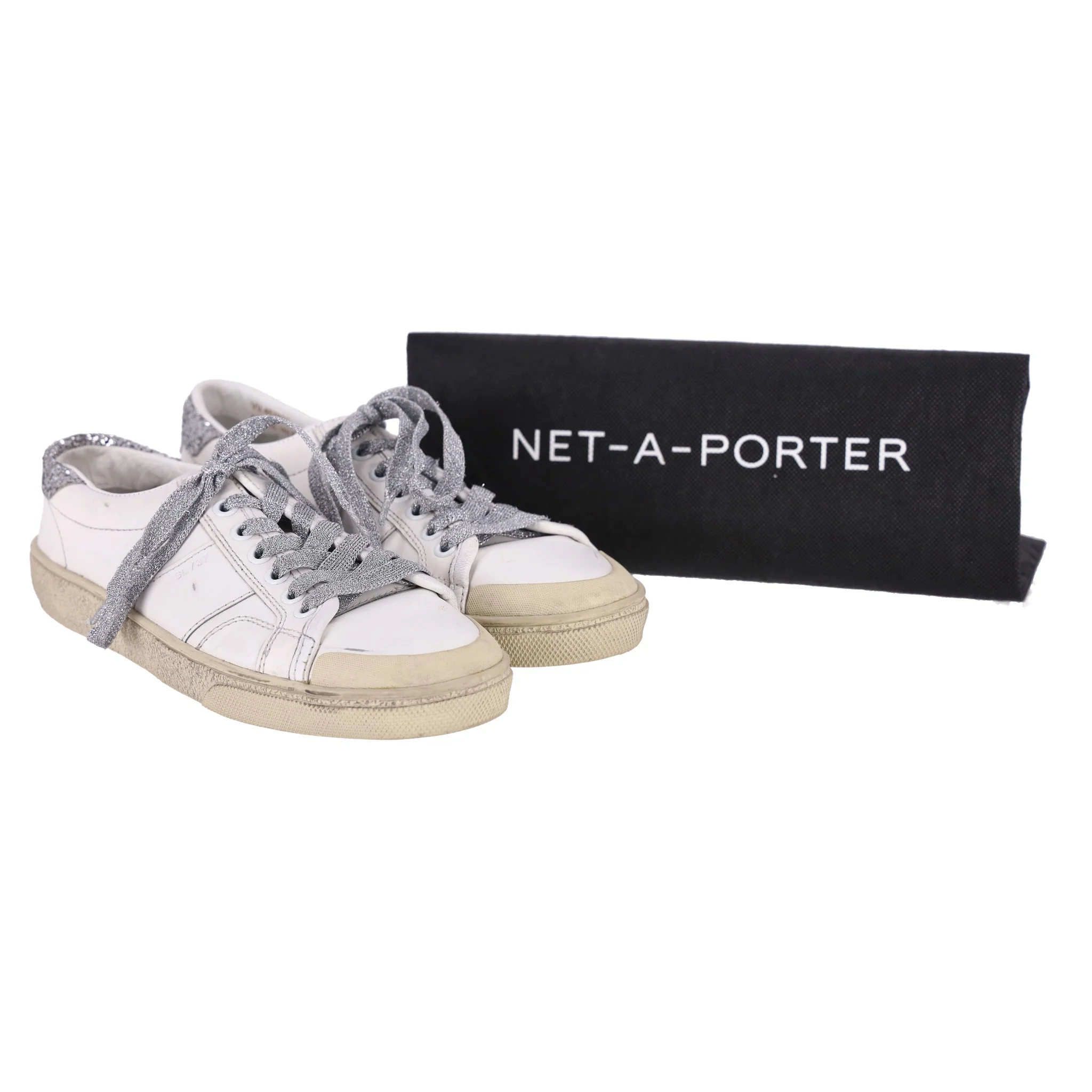 Saint Laurent Glitter Detailed Leather Sneakers. Size 36 - Image 3