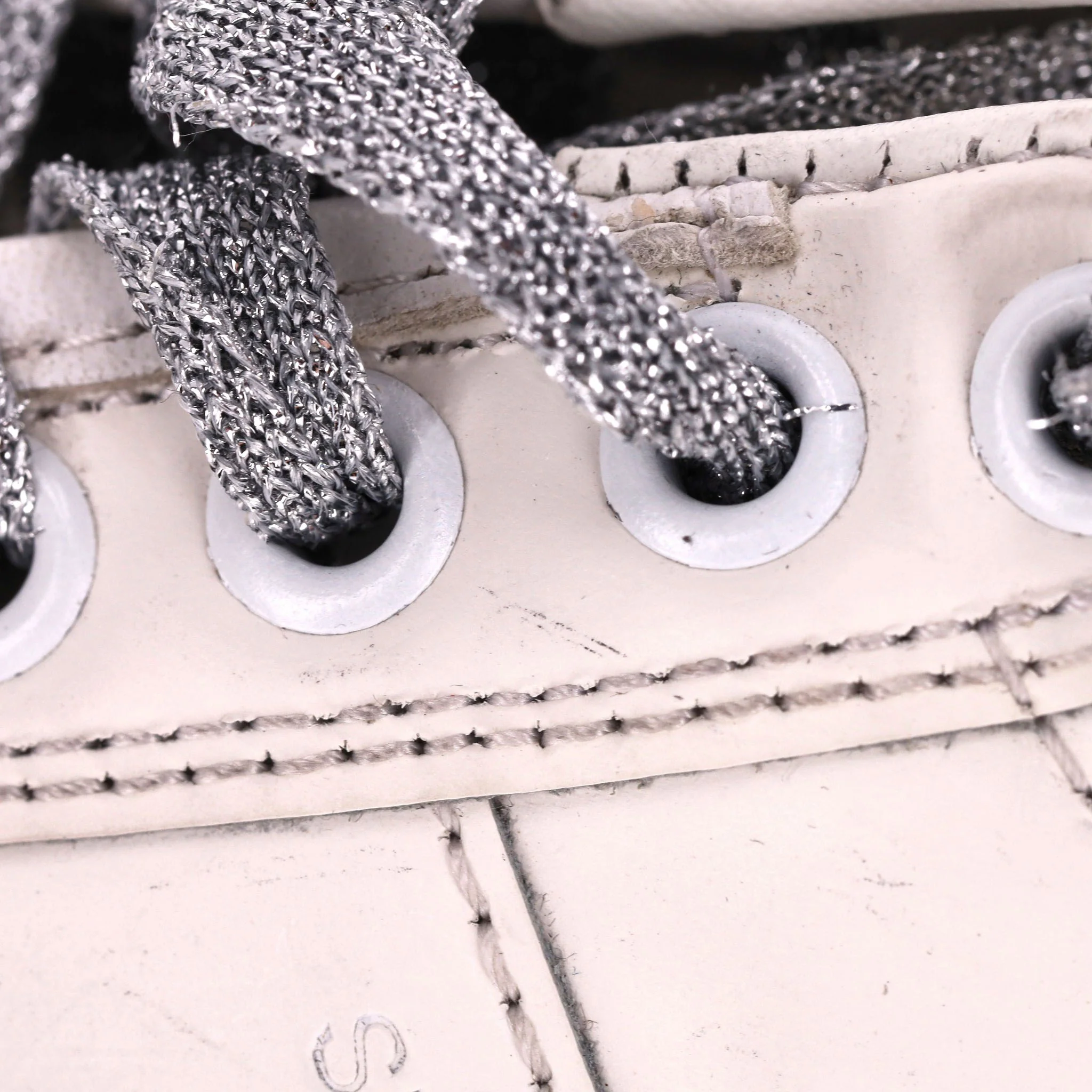 Saint Laurent Glitter Detailed Leather Sneakers. Size 36 - Image 7