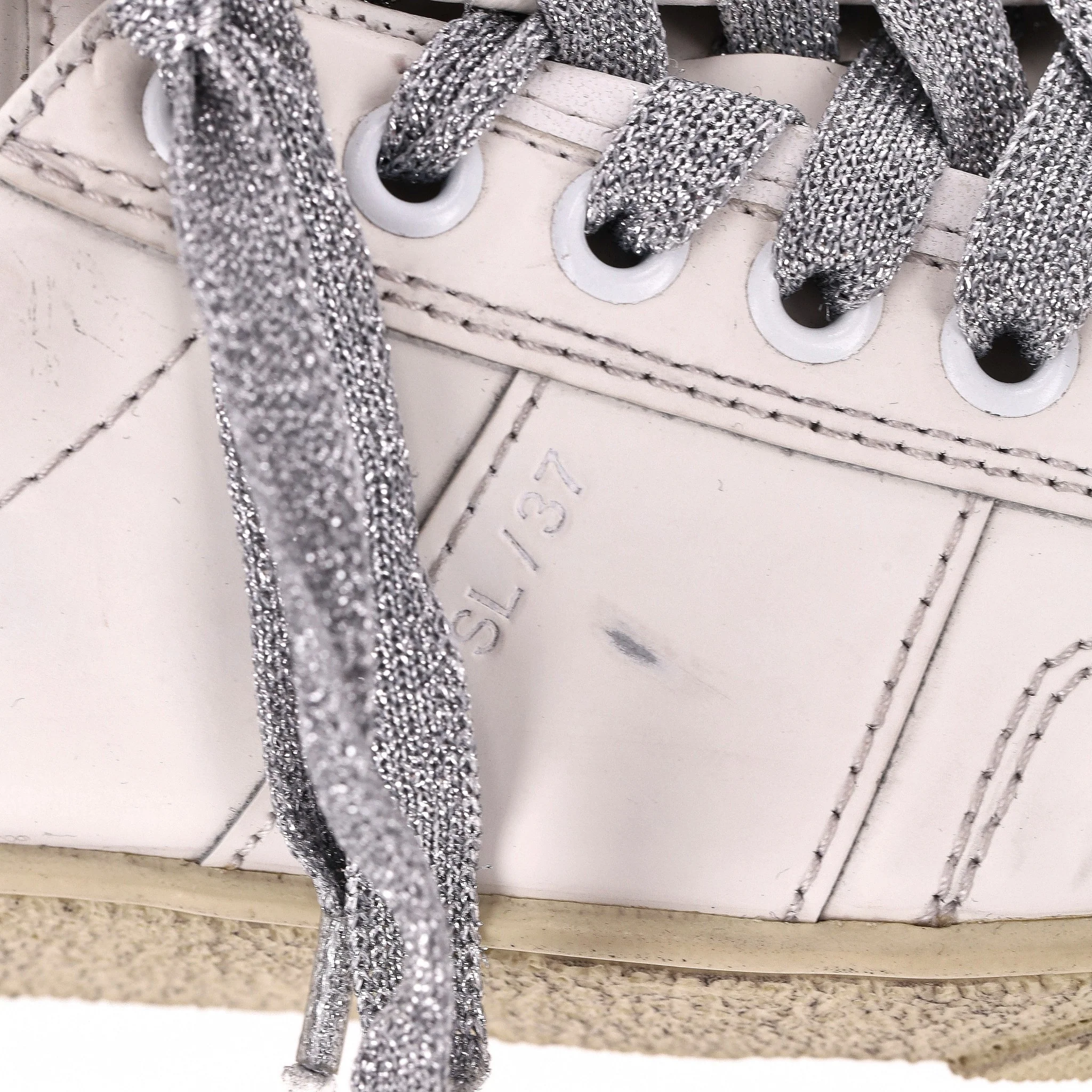 Saint Laurent Glitter Detailed Leather Sneakers. Size 36 - Image 8