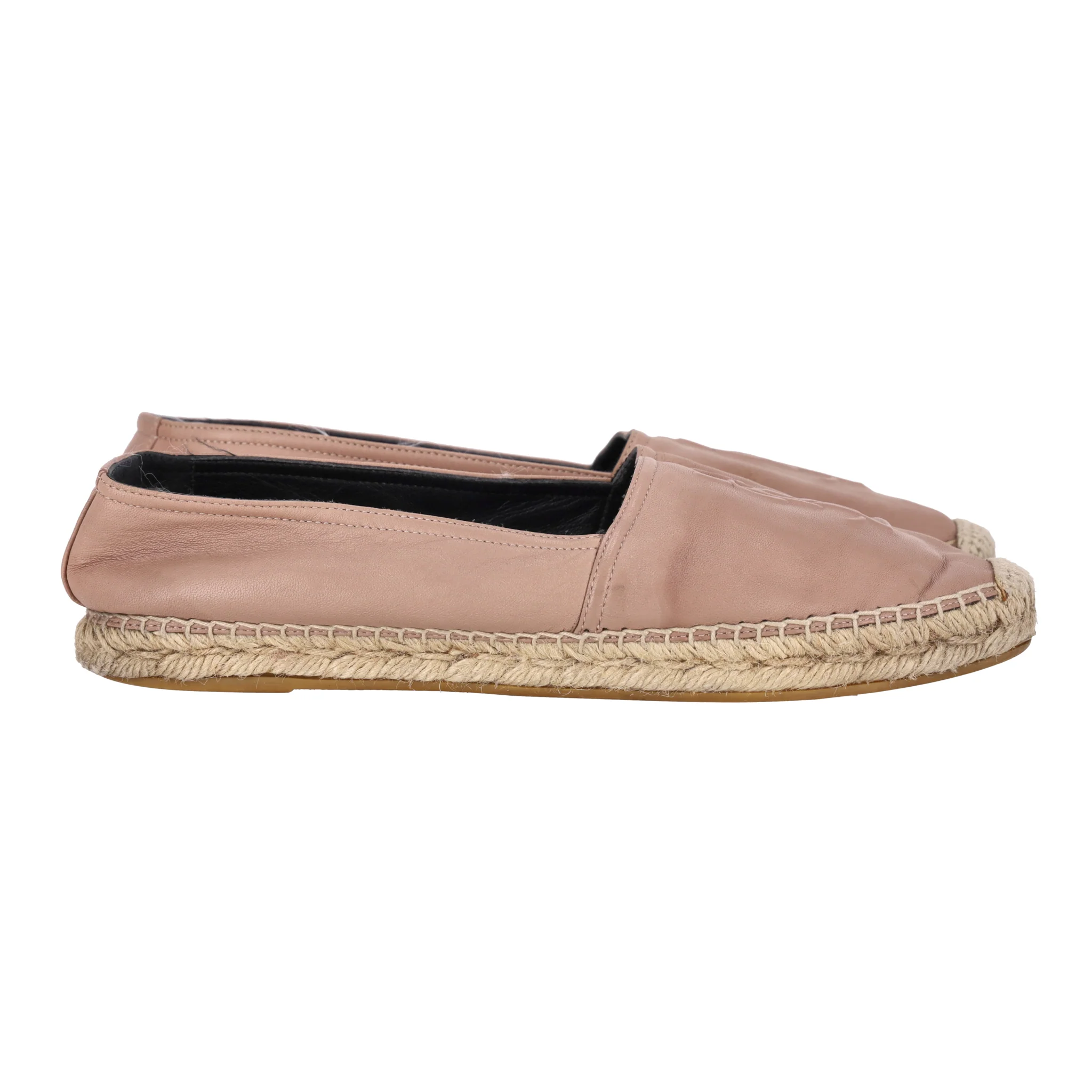 Saint Laurent Logo Leather Espadrille Flats. Size 39 - Image 4