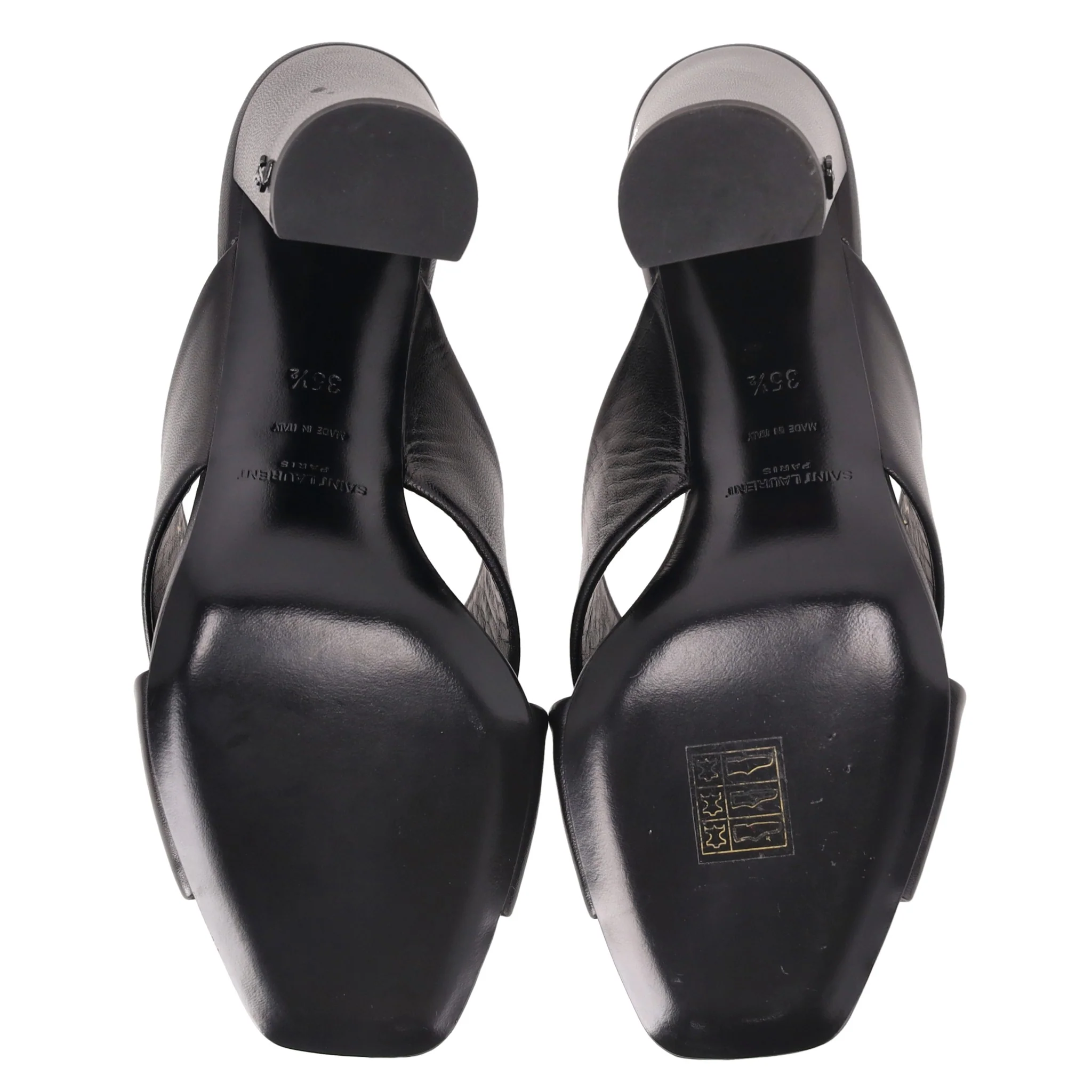 Saint Laurent Loulou Leather Heeled Mules/Sandals. Size 35.5 - Image 5
