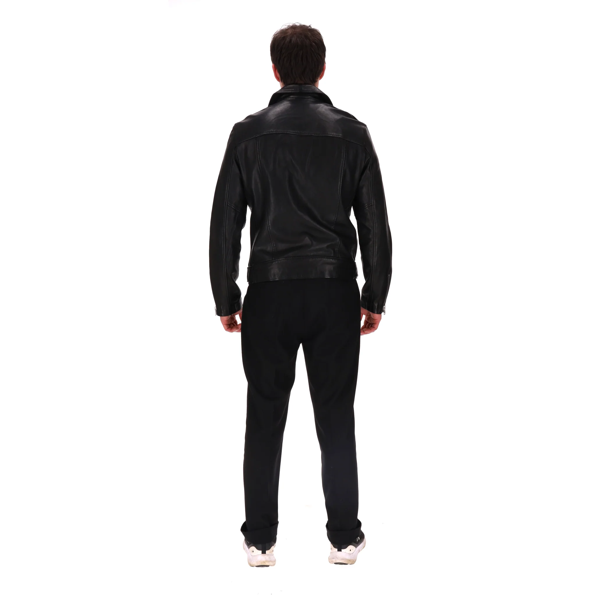 AllSaints Wick Leather Biker Jacket. Size L - Image 4