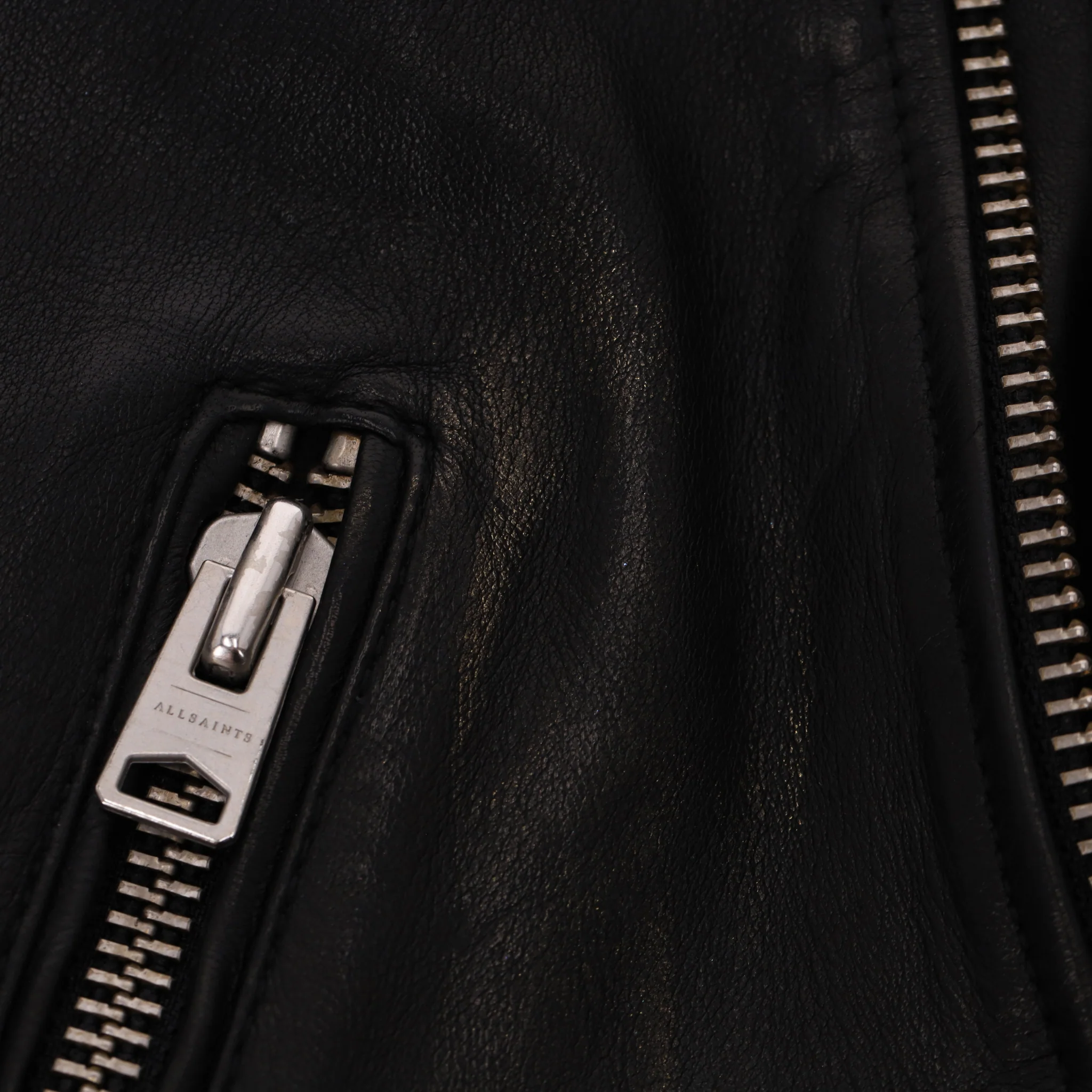 AllSaints Wick Leather Biker Jacket. Size L - Image 9