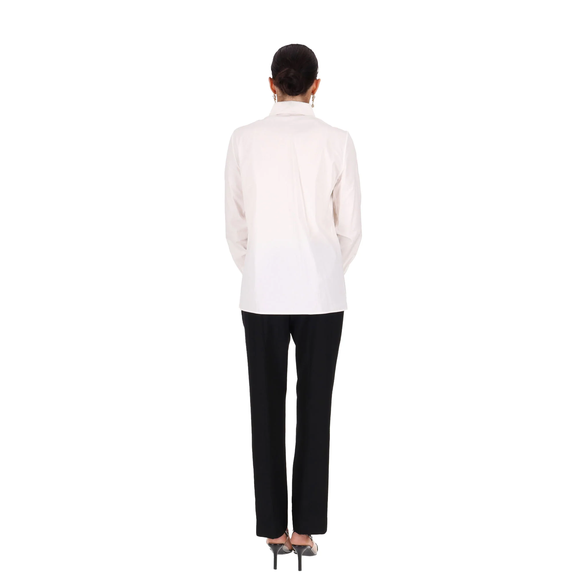 Saint Laurent Ruffled Bib Cotton Shirt. Size 38FR - Image 4