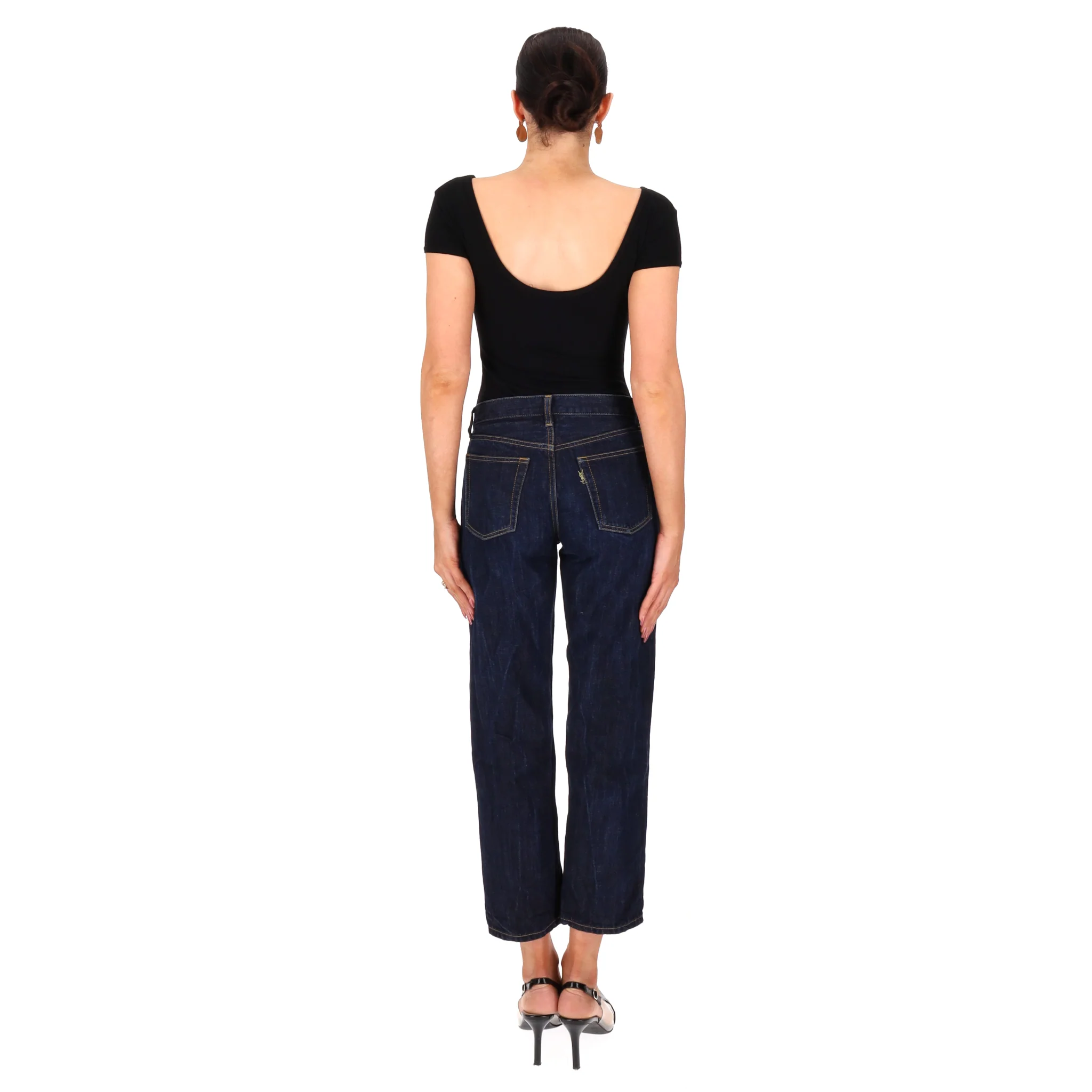 Saint Laurent Straight-Leg Cropped Jeans. Size S - Image 4