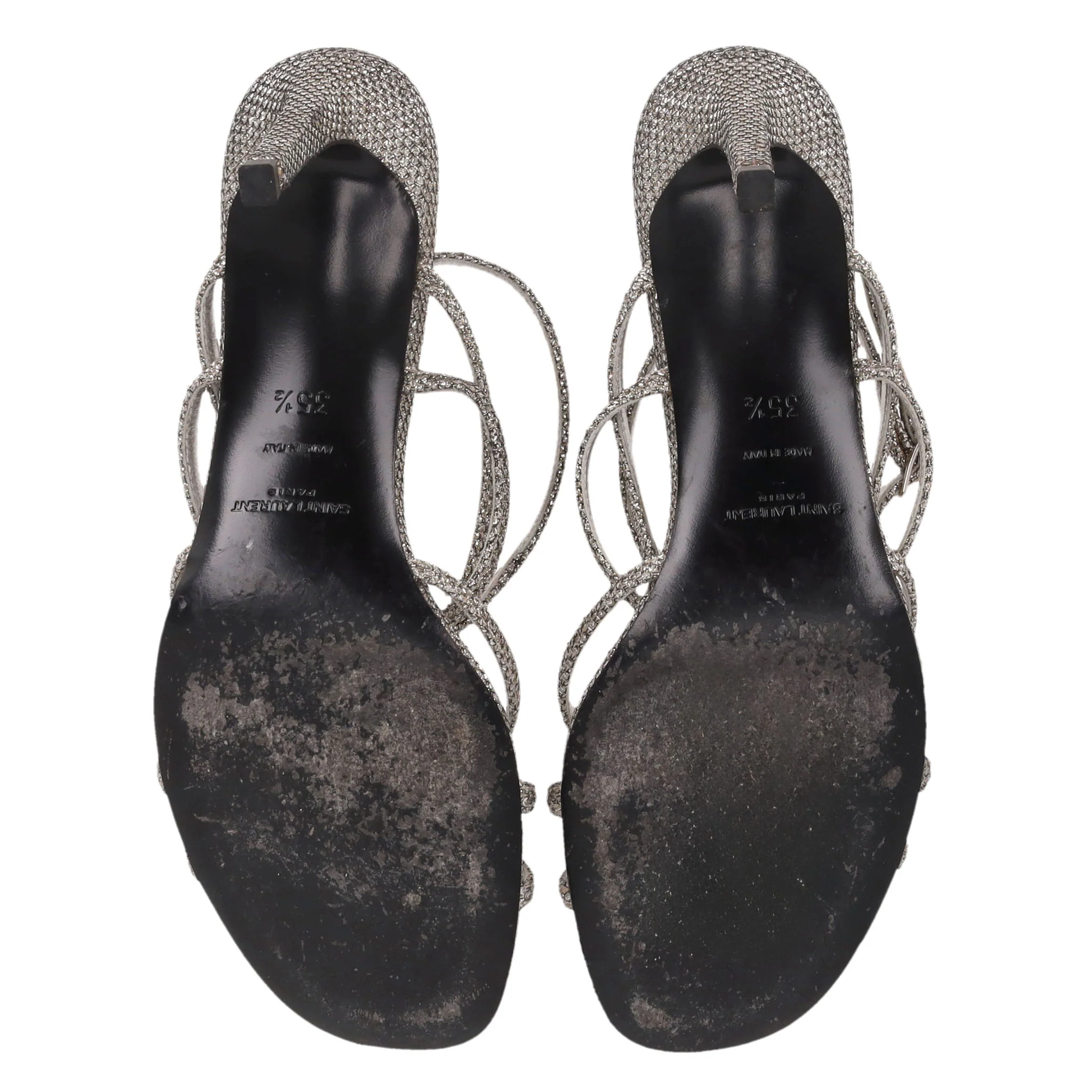 Saint Laurent Glitter Mesh Strappy Sandals. Size 35.5 - Image 5