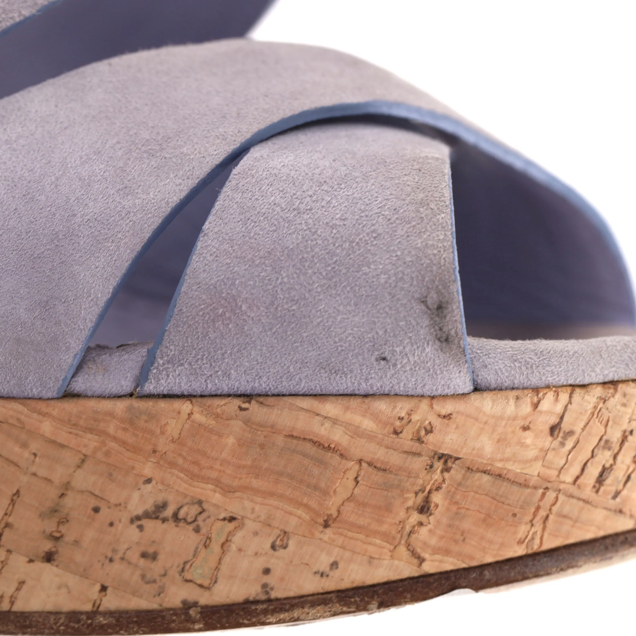 Saint Laurent Suede Strappy Cork Wedge Sandals. Size 36.5 - Image 7