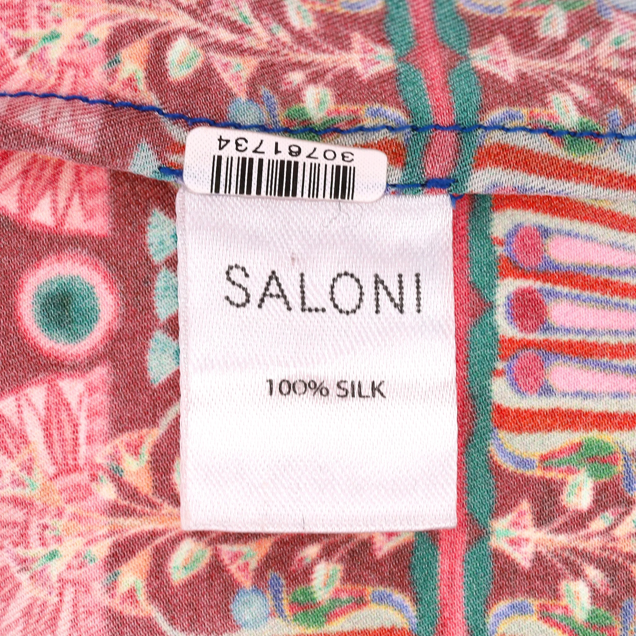 Saloni Lotus Print Pleated Silk Dress. Size 10UK - Image 7