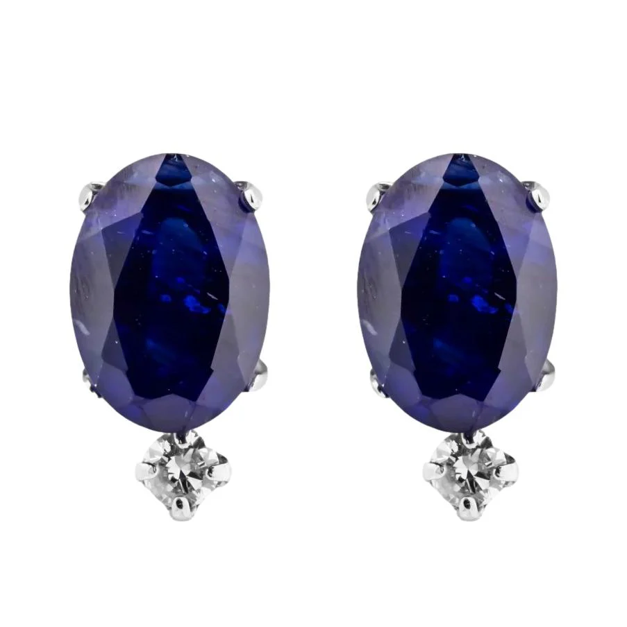 Sapphire & Diamond Earrings Set In Platinum - Image 3