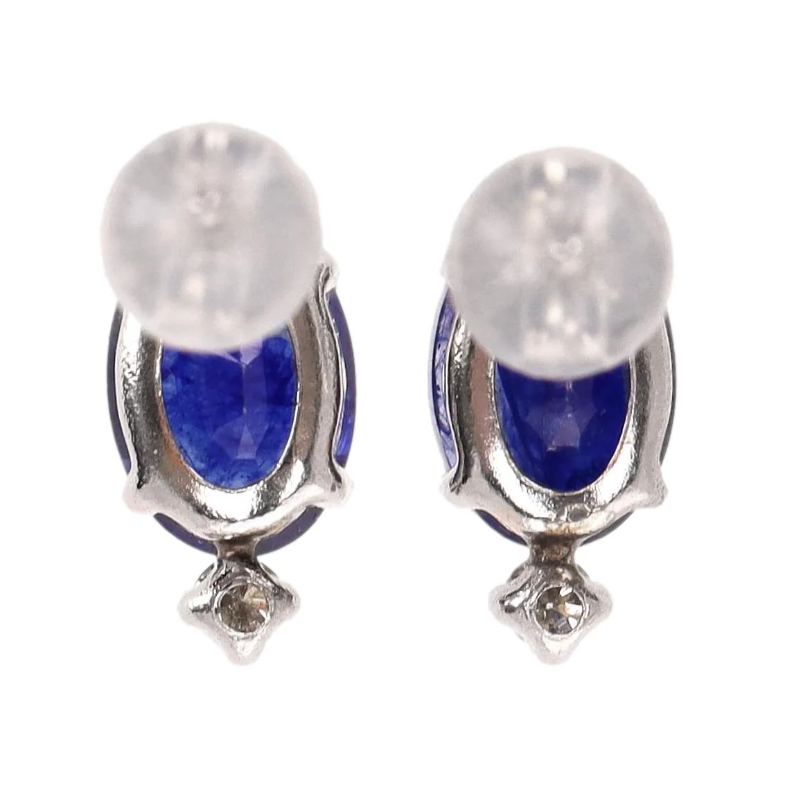 Sapphire & Diamond Earrings Set In Platinum - Image 4