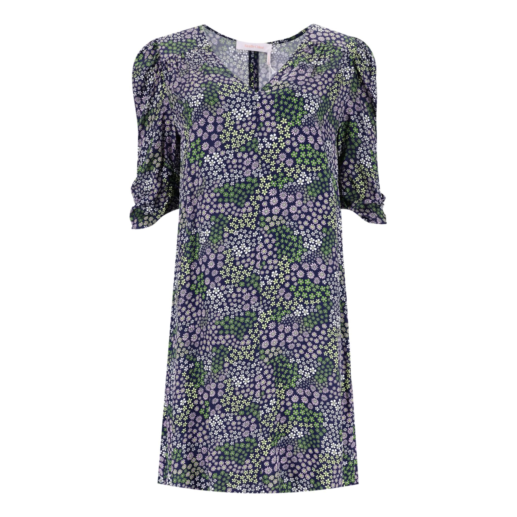 See By Chloe Floral Puff Sleeve Shift Dress. Size 40FR